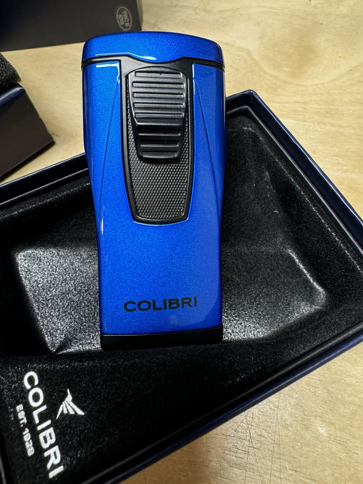 Colibri Monaco Triple Jet Flame Cigar Lighter - Metallic Blue - New Colibri Monaco Triple Jet Flame Cigar Lighter - Metallic Blue - New