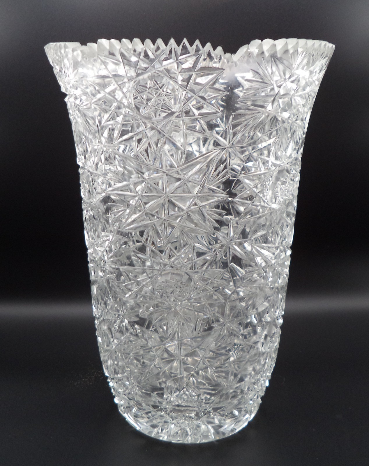 Antique American Brilliant Period Cut Glass Vase 9.75 Antique American Brilliant Period Cut Glass Vase 9.75