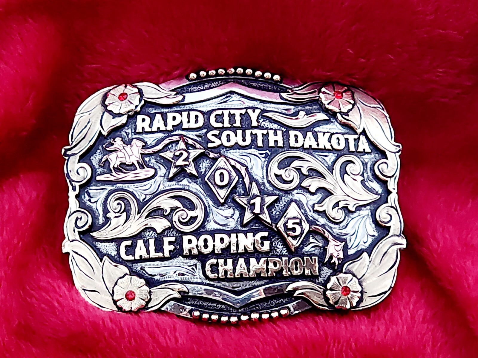 Rodeo Trophy Champion Calf Roping Buckle☆RAPID CITY SOUTH DAKOTA☆2015☆RARE☆912