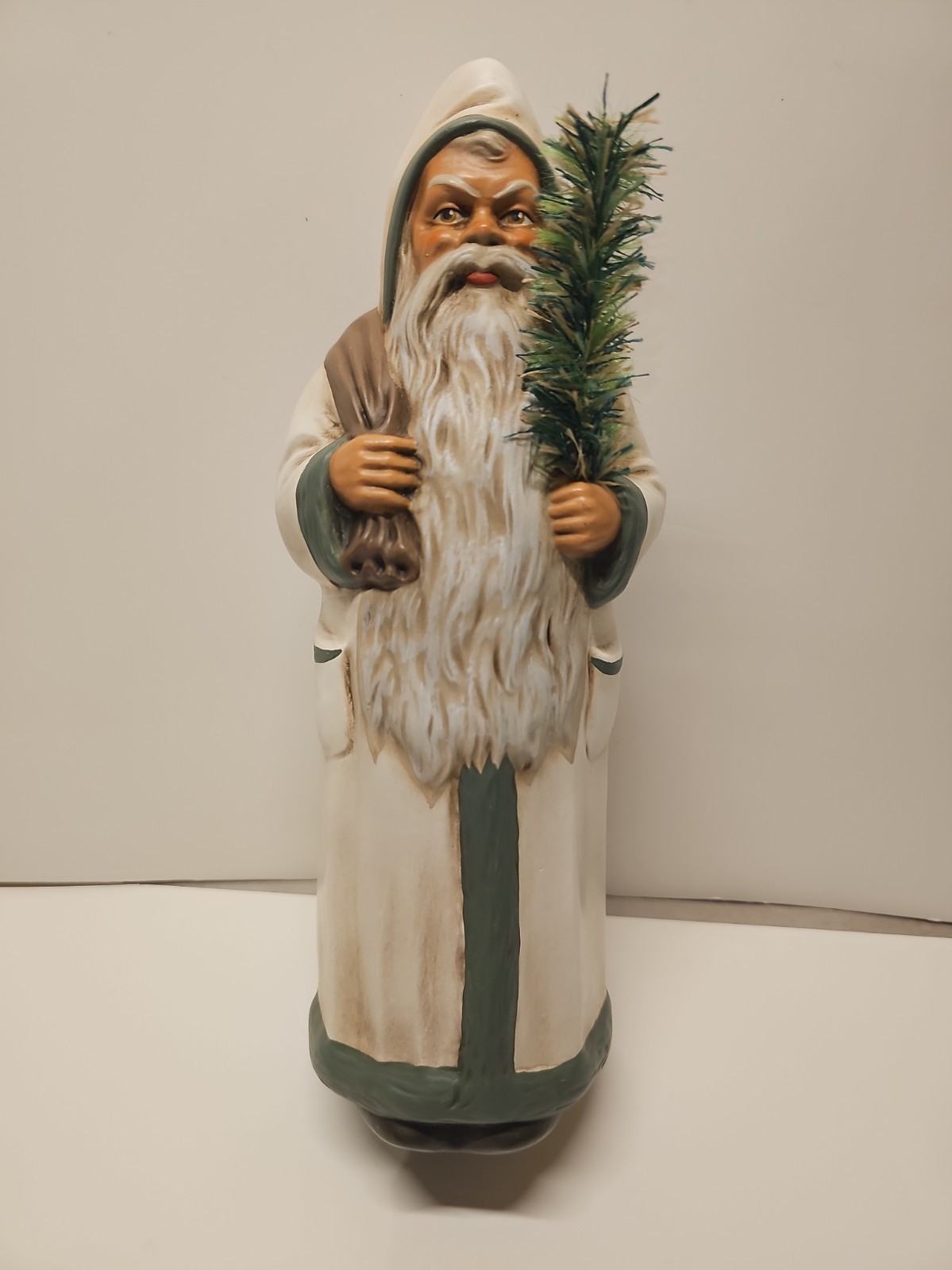 Marolin Germany Limited Edition Paper Mache Christmas Santa Figurine WHITE COAT