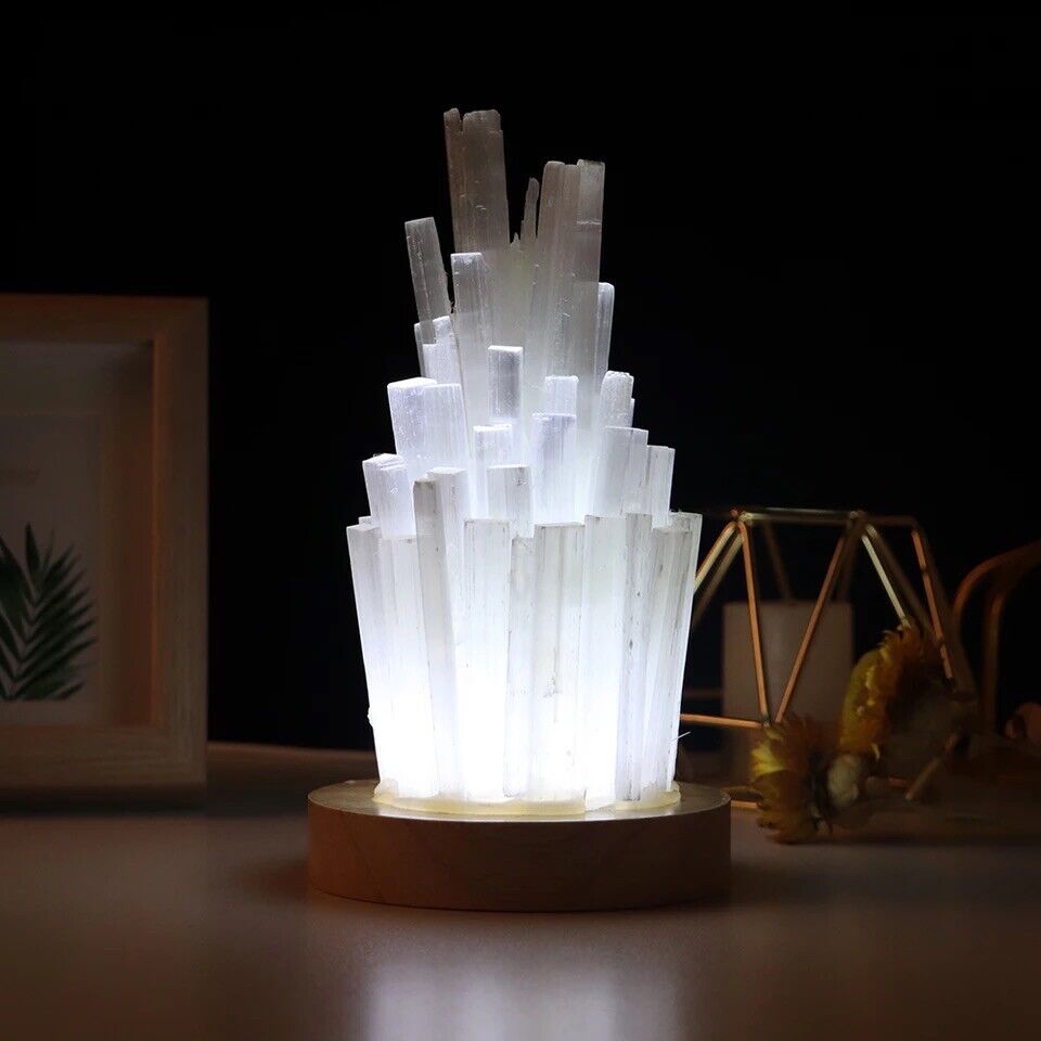 Natural Crystal Selenite Stone Healing Led Lamp