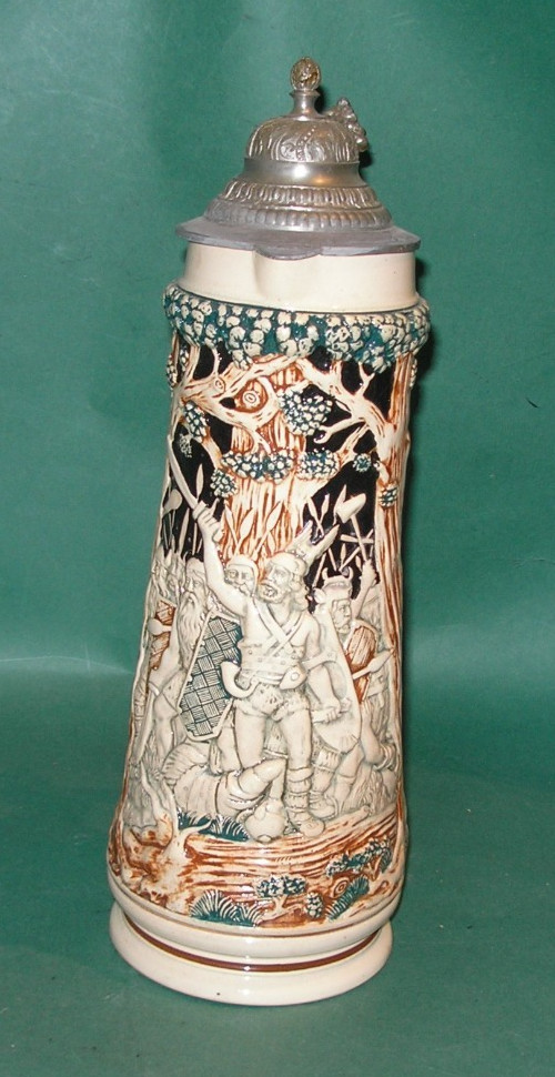 Antique J.L.Knoedgen #973 Ancient Battle Scene 1.5 Liter German Beer Stein Antique J.L.Knoedgen #973 Ancient Battle Scene 1.5 Liter German Beer Stein