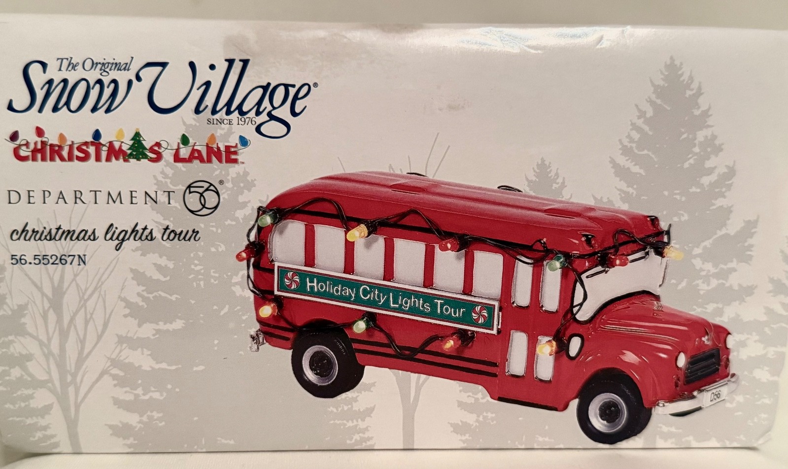 DEPT 56 SNOW VILLAGE “CHRISTMAS LIGHTS TOUR” 55267N - LIGHTED BUS - NEW IN BOX