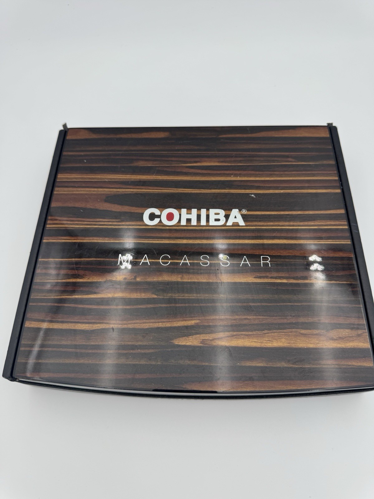 COHIBA Macassar Double Corona Empty Wooden Cigar Box Display Case Damaged