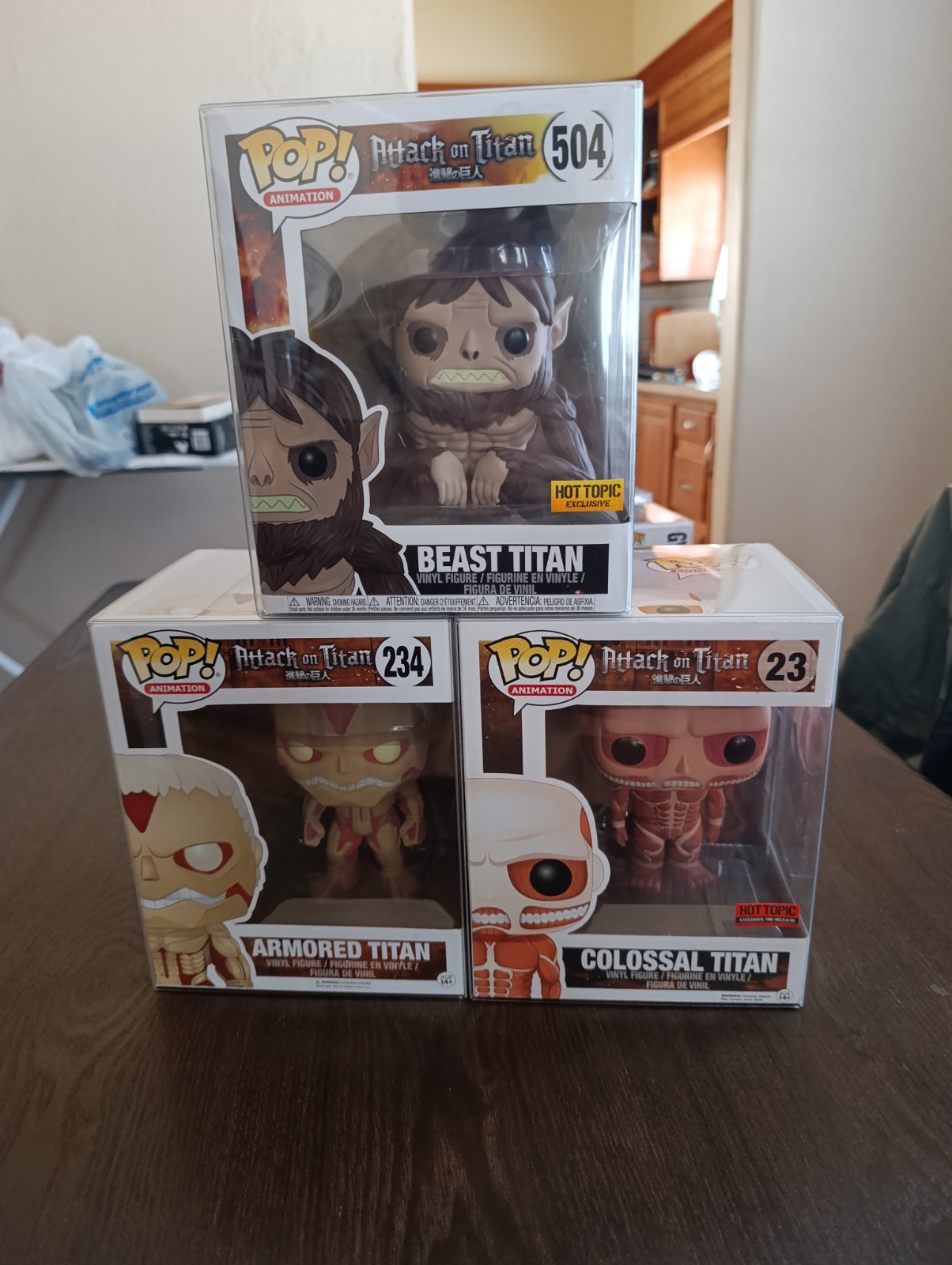 Funko Pop Attack on Titan Armored Titan, Beast Titan & Colossal Titan + Prtctrs Funko Pop Attack on Titan Armored Titan, Beast Titan & Colossal Titan + Prtctrs