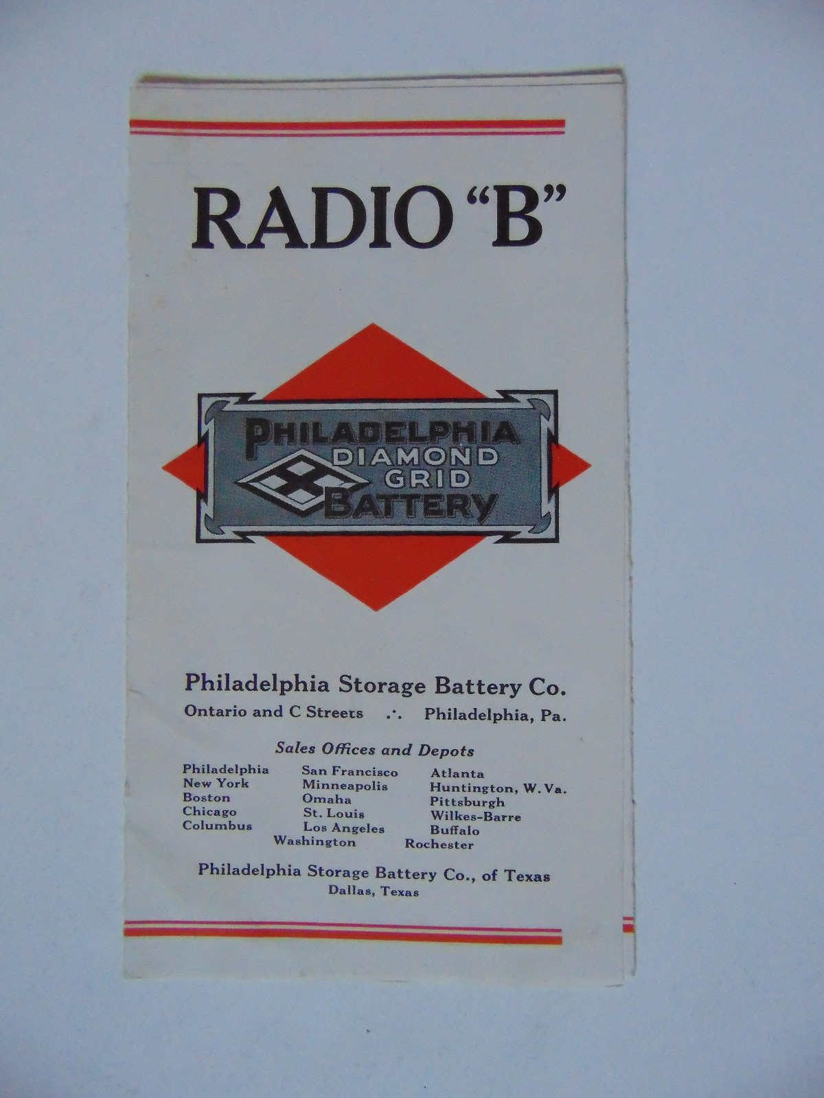 Vintage Original 1922 Philadelphia Diamond Grid Battery Radio \ Vintage Original 1922 Philadelphia Diamond Grid Battery Radio \