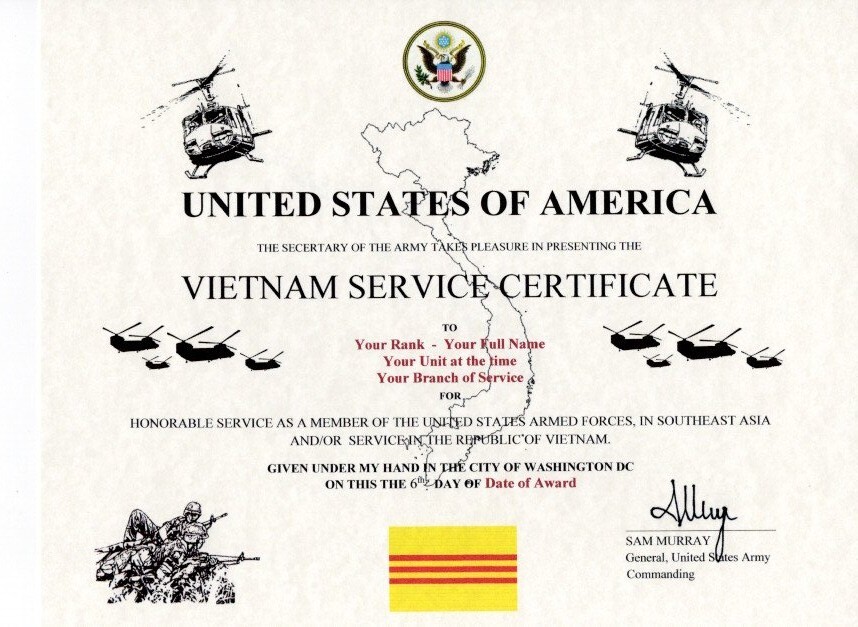 Republic of Viet Nam (Vietnam) Service Certificate Republic of Viet Nam (Vietnam) Service Certificate