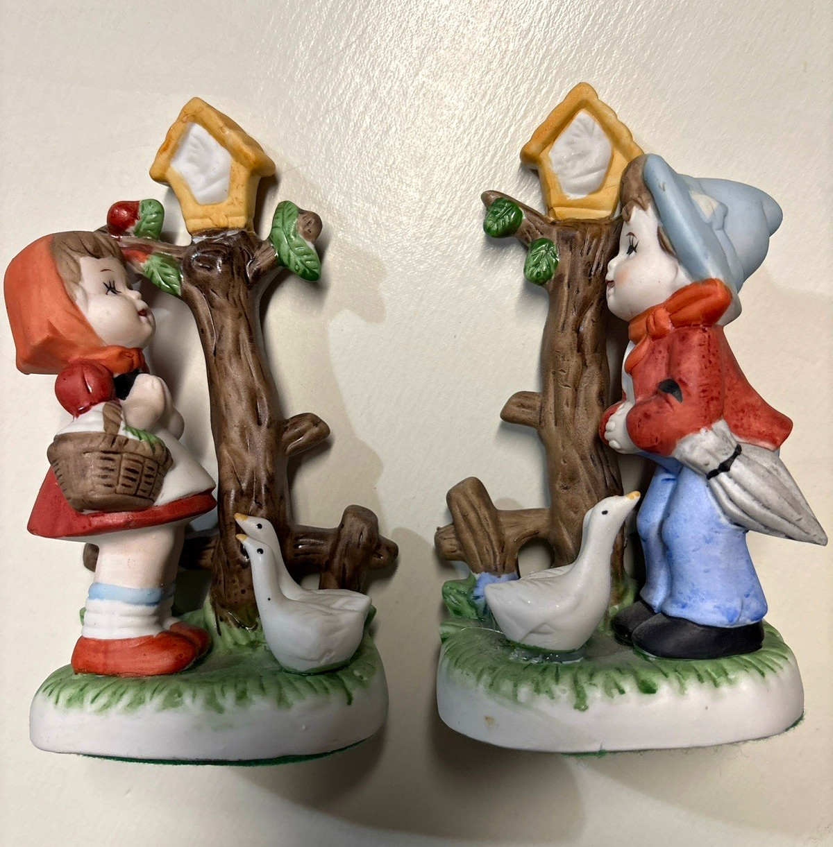 Vintage Set Hand Painted Ceramic Boy & Girl Figurines 2-Pack Multicolor Kids