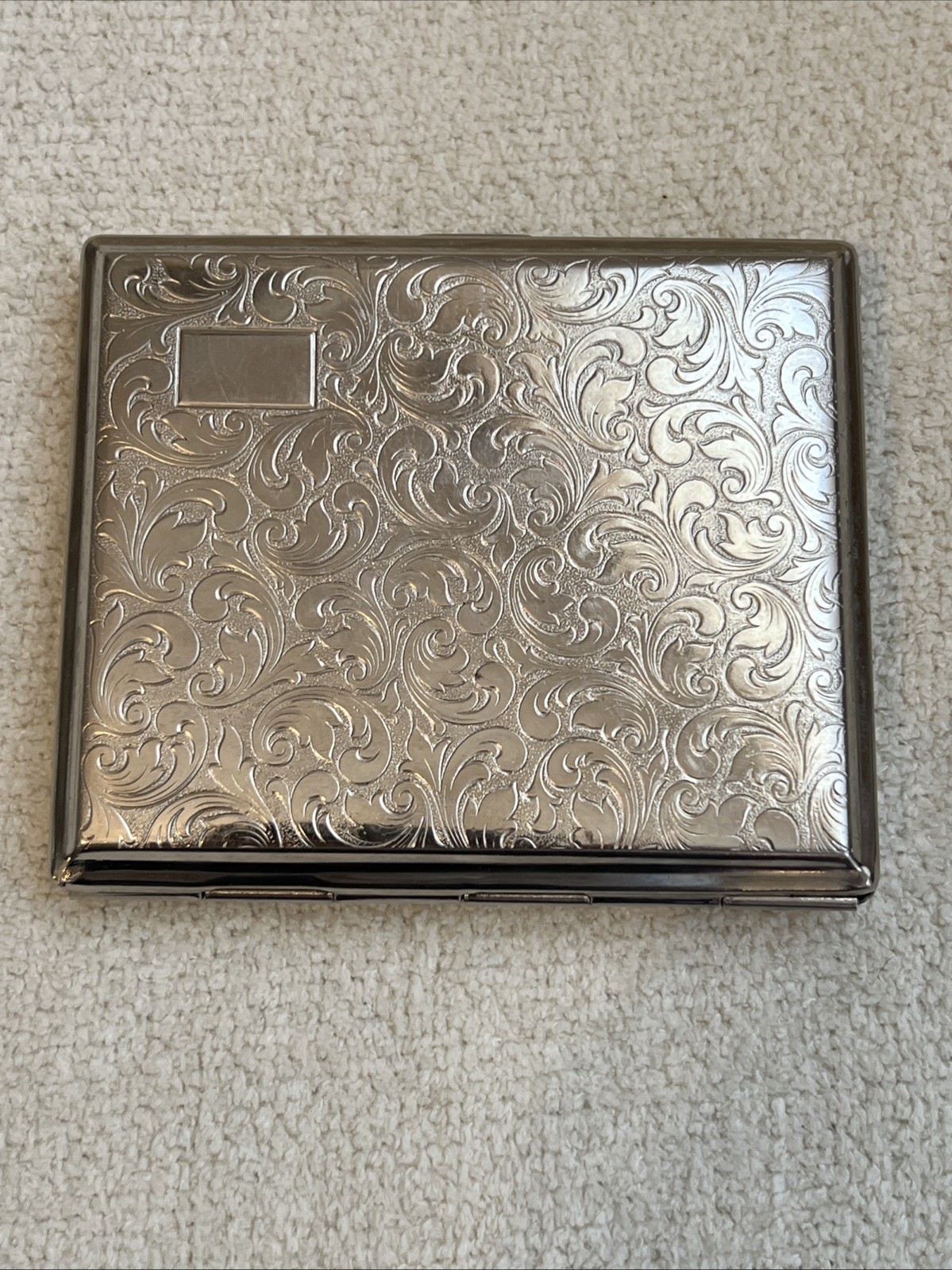 VTG German Silver Cigarette Pocket Case Credit Business Cards ID Cash 3.5x3 VTG German Silver Cigarette Pocket Case Credit Business Cards ID Cash 3.5x3