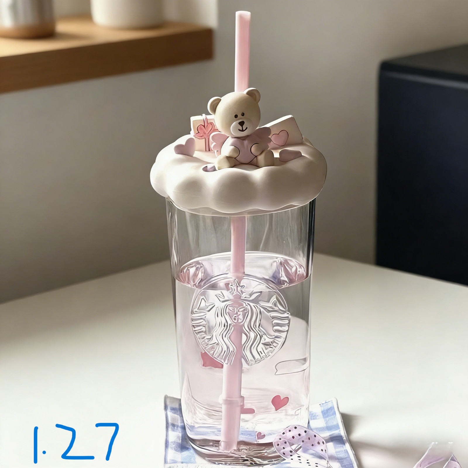 Hot-selling Starbucks 2025 China 520 I Love You Heart Bear Pink 16oz Glass Cup