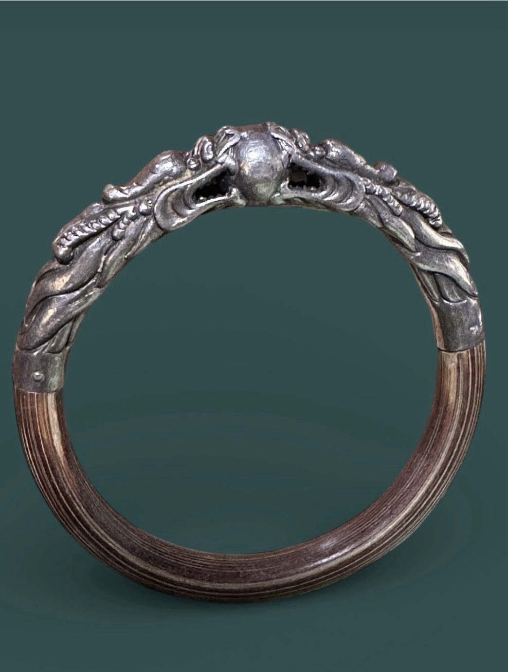 VTG Chinese Sterling Silver and Bamboo Double Dragon Bracelet/Bangle 7.5” VTG Chinese Sterling Silver and Bamboo Double Dragon Bracelet/Bangle 7.5”