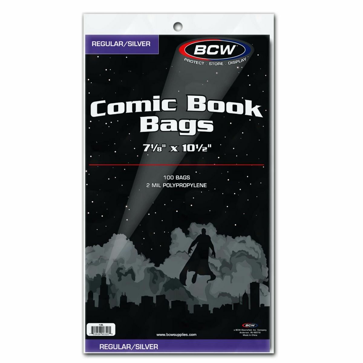100 - BCW Regular / Silver 2-Mil Polypropylene Comic Book Bags 7-1/8 100 - BCW Regular / Silver 2-Mil Polypropylene Comic Book Bags 7-1/8