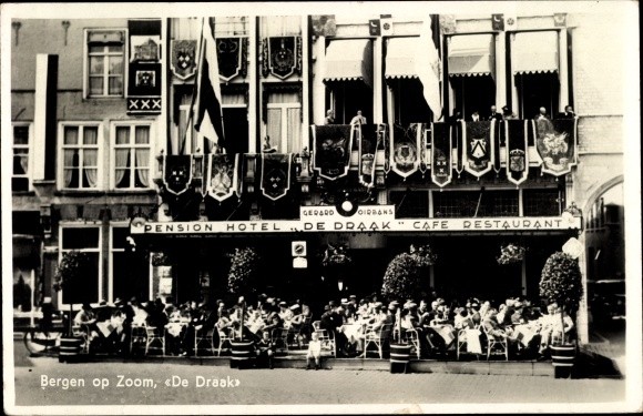 Postcard Bergen op Zoom North Brabant Netherlands, De Draak, Pension Hotel... - 3708943