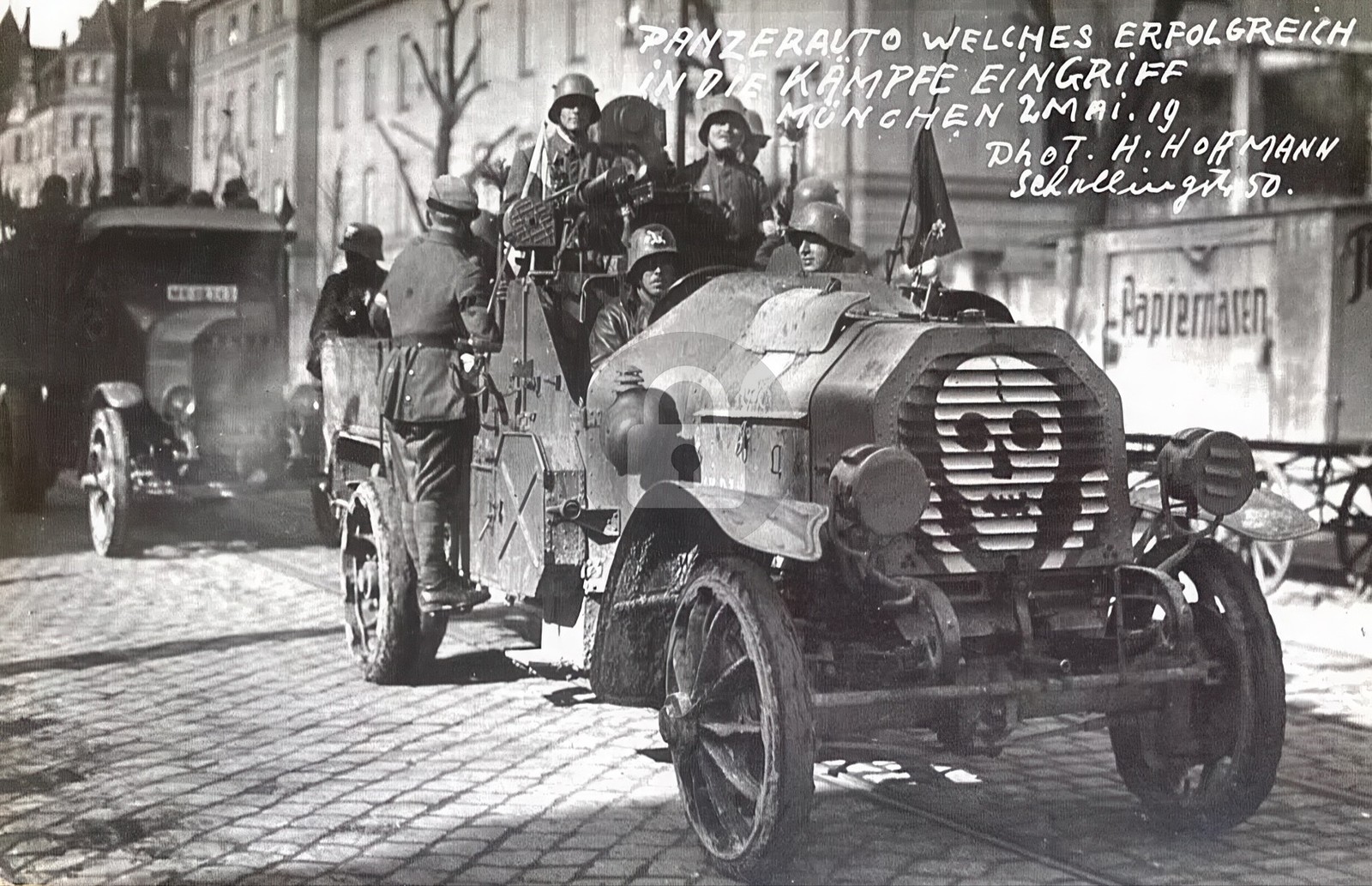 Post WWI German Freikorps Panzerauto in Munich 1919 RPPC Photo Postcard COPY Post WWI German Freikorps Panzerauto in Munich 1919 RPPC Photo Postcard COPY