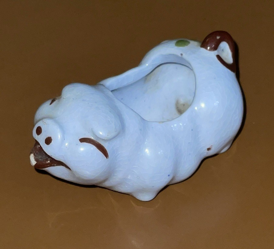 Vintage rare 1948 Hagen Renaker Blue Pig Creamer or Toothpick Holder 2 Vintage rare 1948 Hagen Renaker Blue Pig Creamer or Toothpick Holder 2
