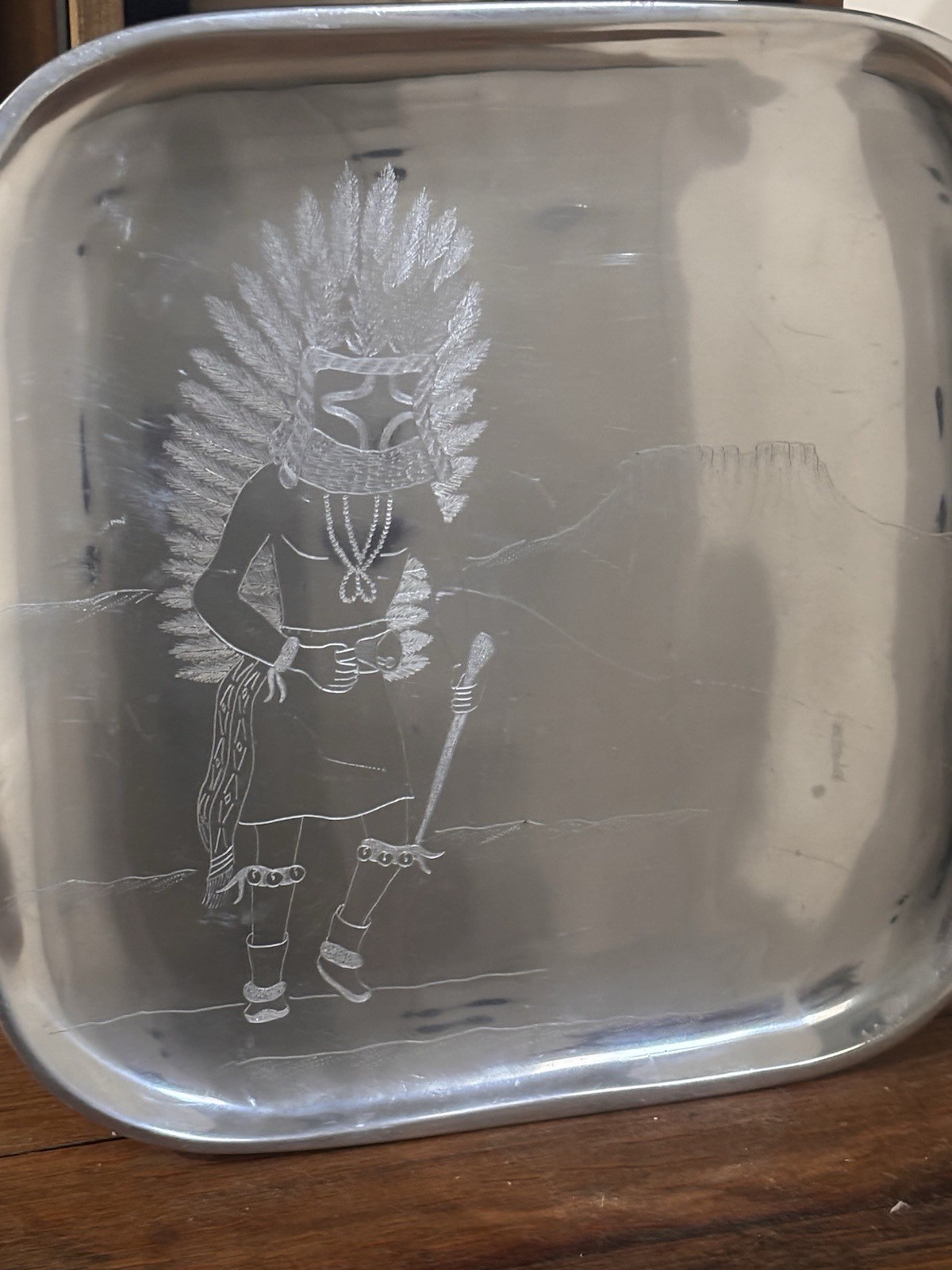Vintage 1992 Nambe #559 Chasing Star Kachina Tray Hand Engraved Anne Ortiz NM Vintage 1992 Nambe #559 Chasing Star Kachina Tray Hand Engraved Anne Ortiz NM