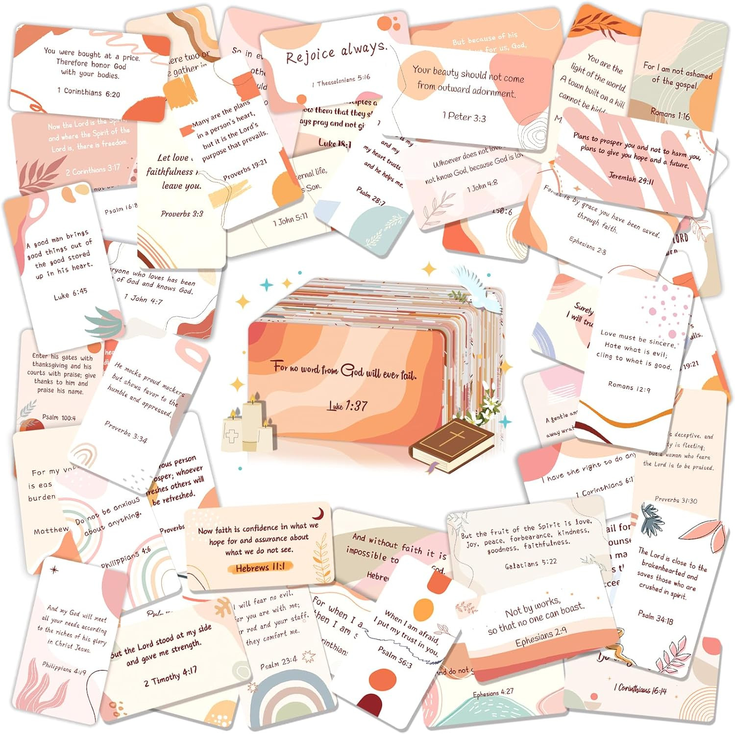 300 PCS Prayer Cards for Women, Boho Theme Bible Verse Cards, Mini Scripture Car
