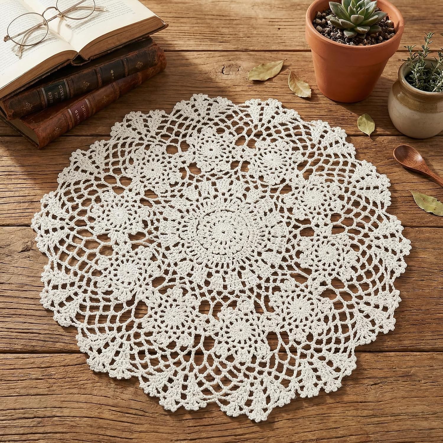 Dollies for Tables, 15.7 Inch Round Vintage Crochet Doilies, Large Cotton Dollies for Tables, 15.7 Inch Round Vintage Crochet Doilies, Large Cotton