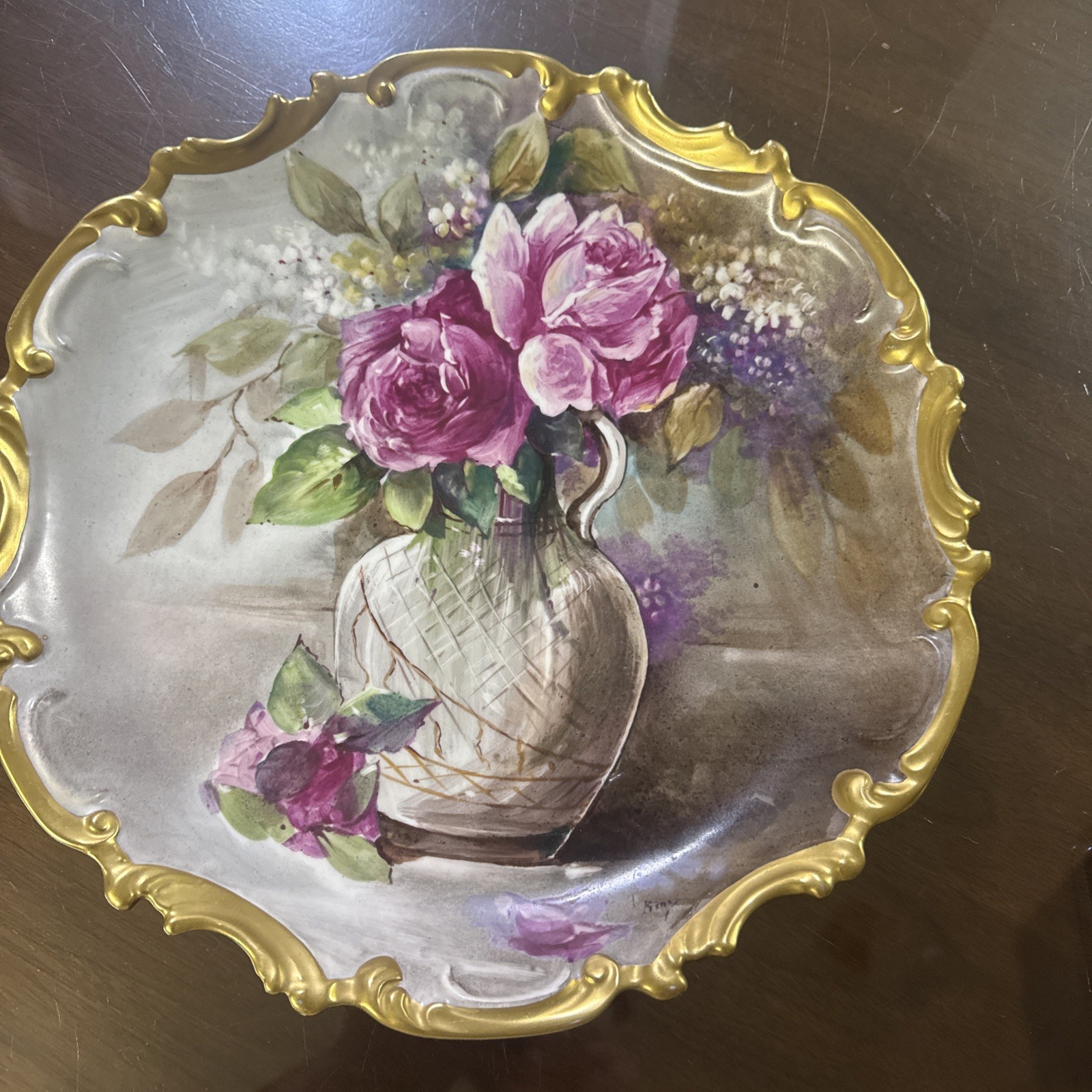 Antique Limoges 13”LCBC Flambeau Wall Plate Heavy Gilded Signed Rene 1890s Mint Antique Limoges 13”LCBC Flambeau Wall Plate Heavy Gilded Signed Rene 1890s Mint