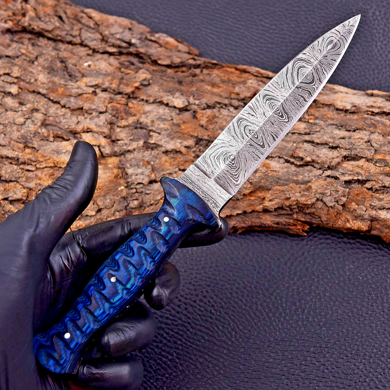 HAND FORGED DAMASCUS STEEL BLADE DAGGER HUNTING BOOT KNIFE WOOD HANDLE HAND FORGED DAMASCUS STEEL BLADE DAGGER HUNTING BOOT KNIFE WOOD HANDLE