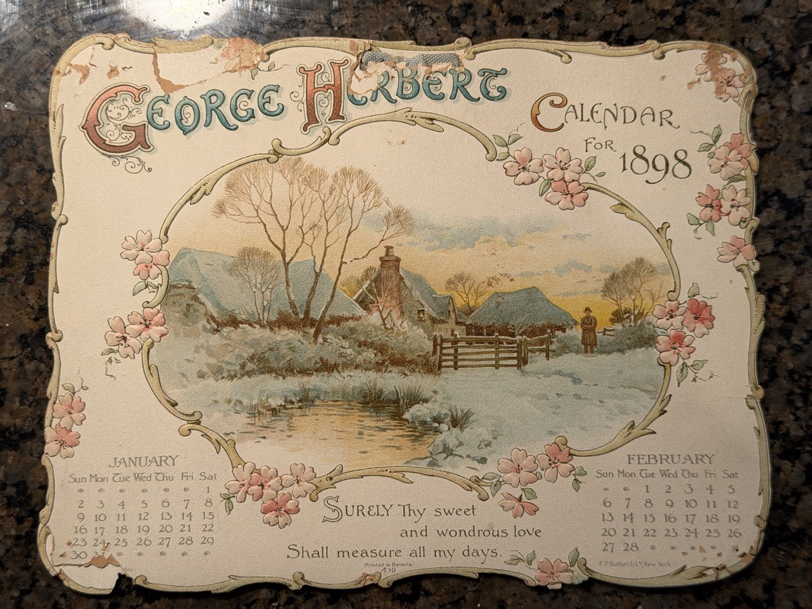 1898 George Herbert Calendar Ernest Nister E.P. Dutton Bavaria Complete