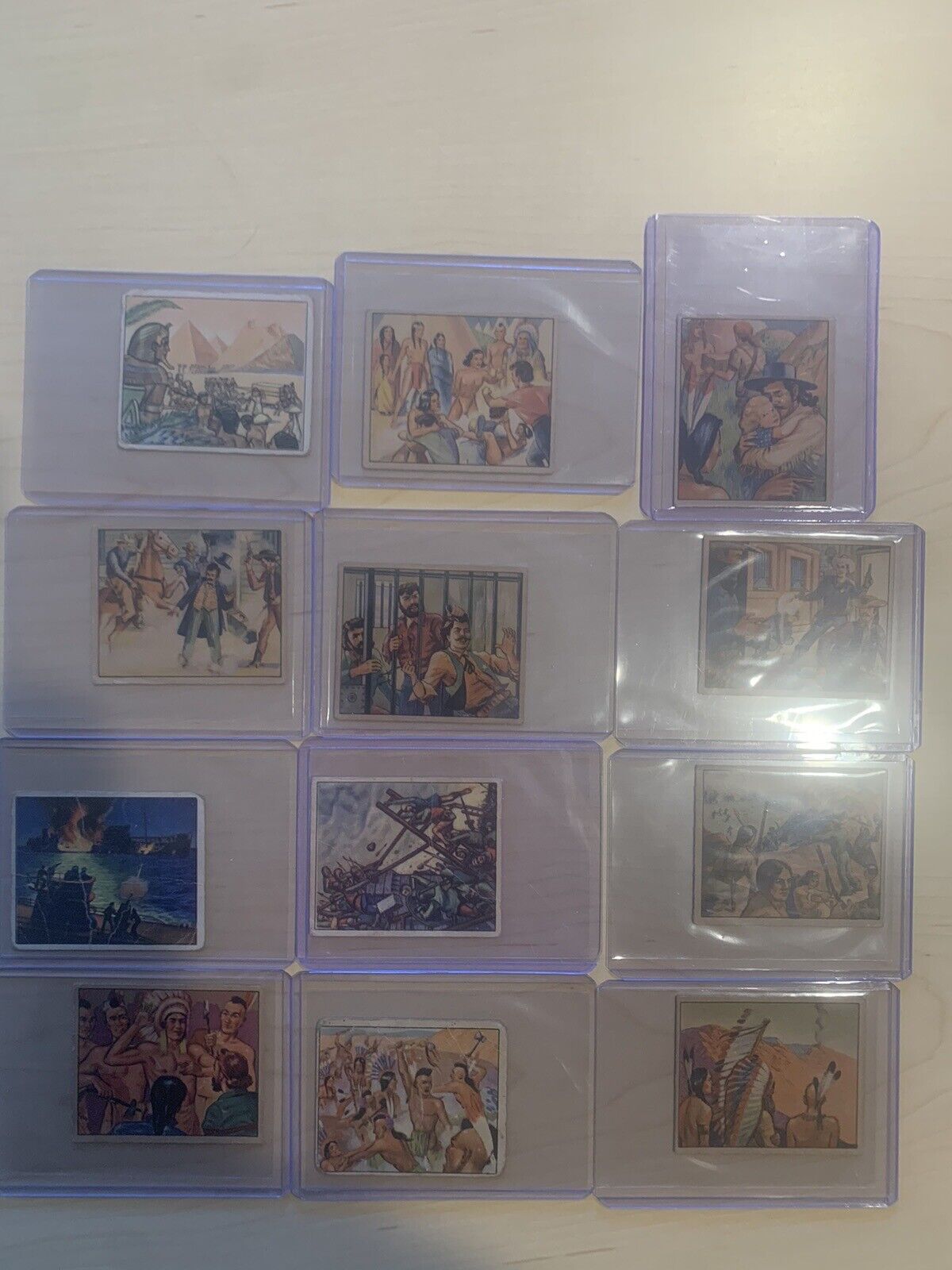 12 Vintage 1949 Bowman Wild West Trading Cards.some Are In Great Condition