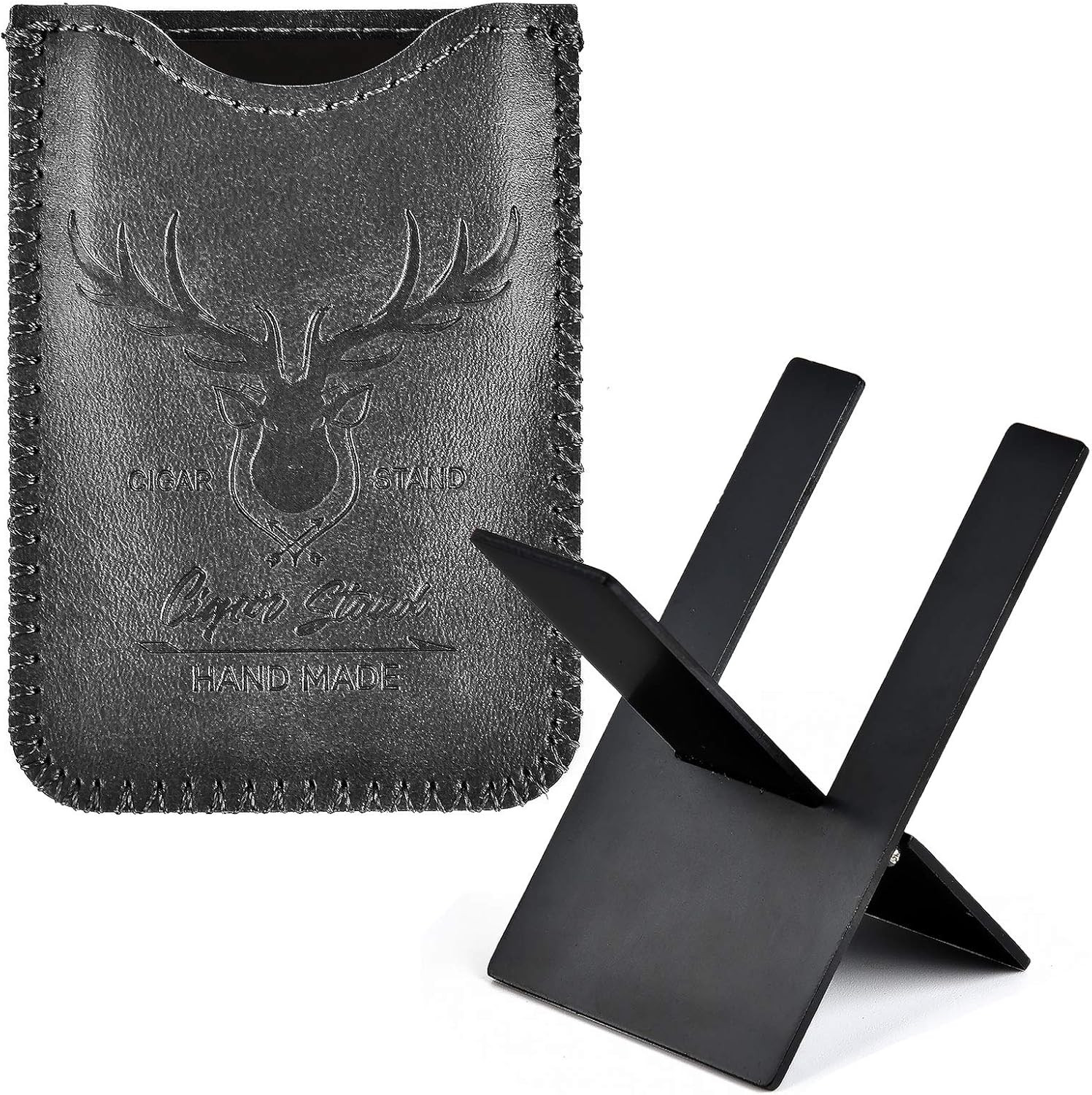 Black Stainless Foldable Cigar Stand Holder with Travel PU Leather Case,Lightwei Black Stainless Foldable Cigar Stand Holder with Travel PU Leather Case,Lightwei