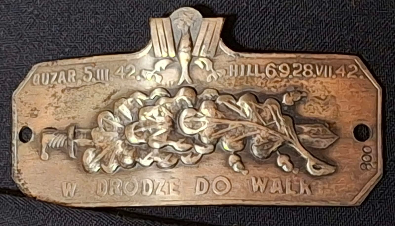 WWII Polish 2nd Corps Anders Army 2nd Armored Brigade Silver 800 Plaque Hill 69 WWII Polish 2nd Corps Anders Army 2nd Armored Brigade Silver 800 Plaque Hill 69