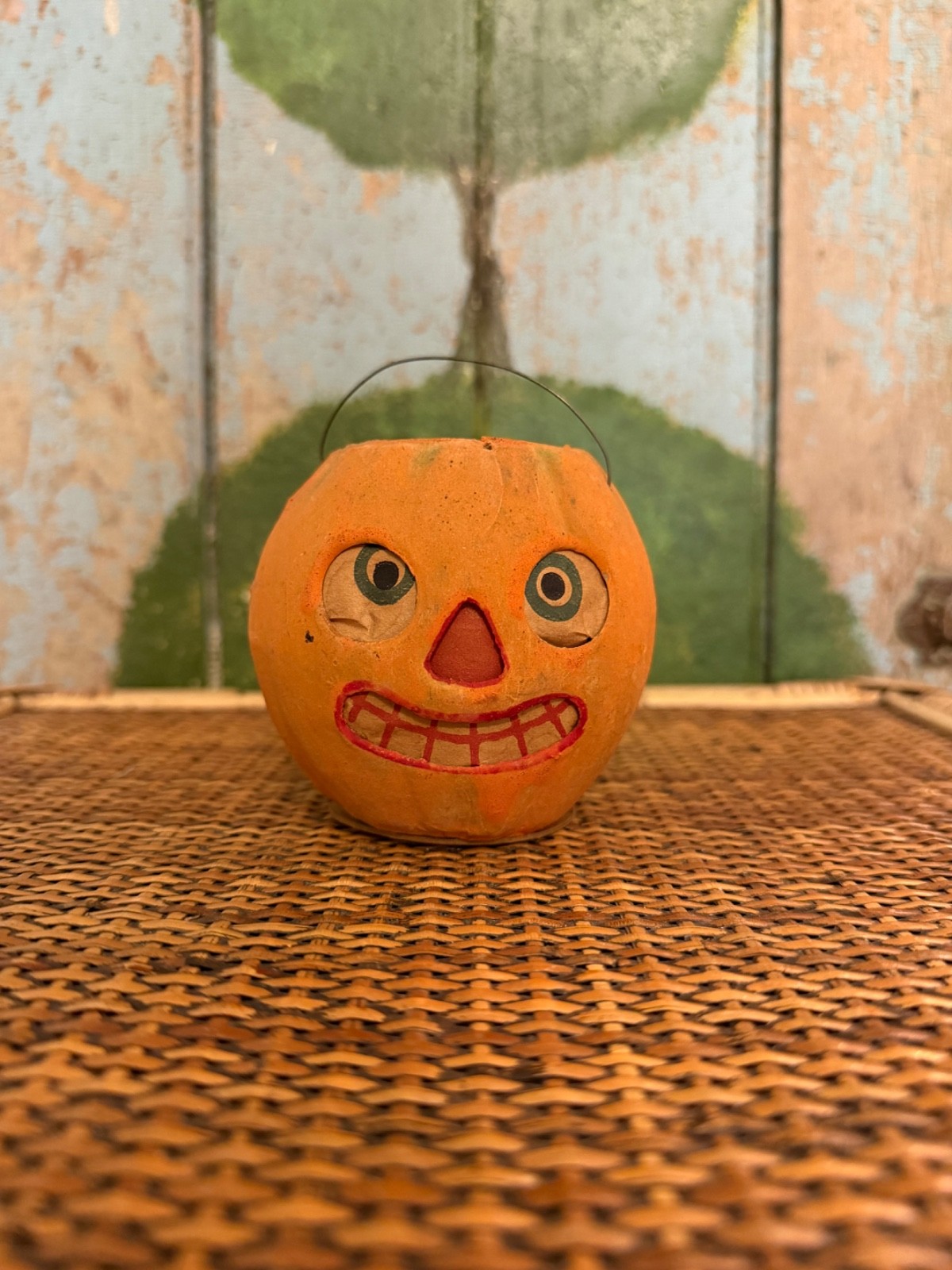 Antique German Pulp Paper Pumpkin, Dim: 3.25\ Antique German Pulp Paper Pumpkin, Dim: 3.25\