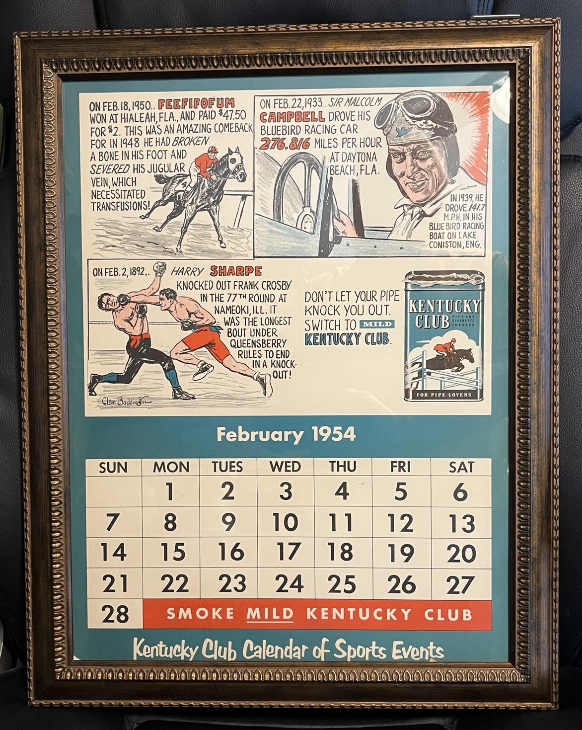 Kentucky Club February 1954 - Calendar of Sports Events Kentucky Club February 1954 - Calendar of Sports Events