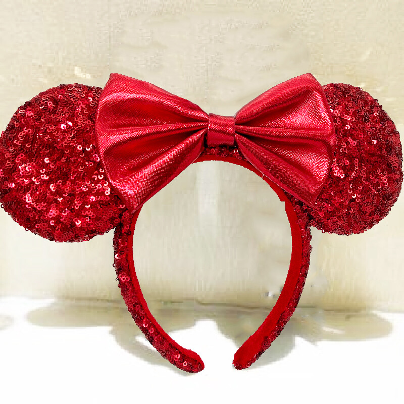 Disney Parks Red Sequin Bow RedPirate Rare Exclusive 2020 Minnie Ears Headband