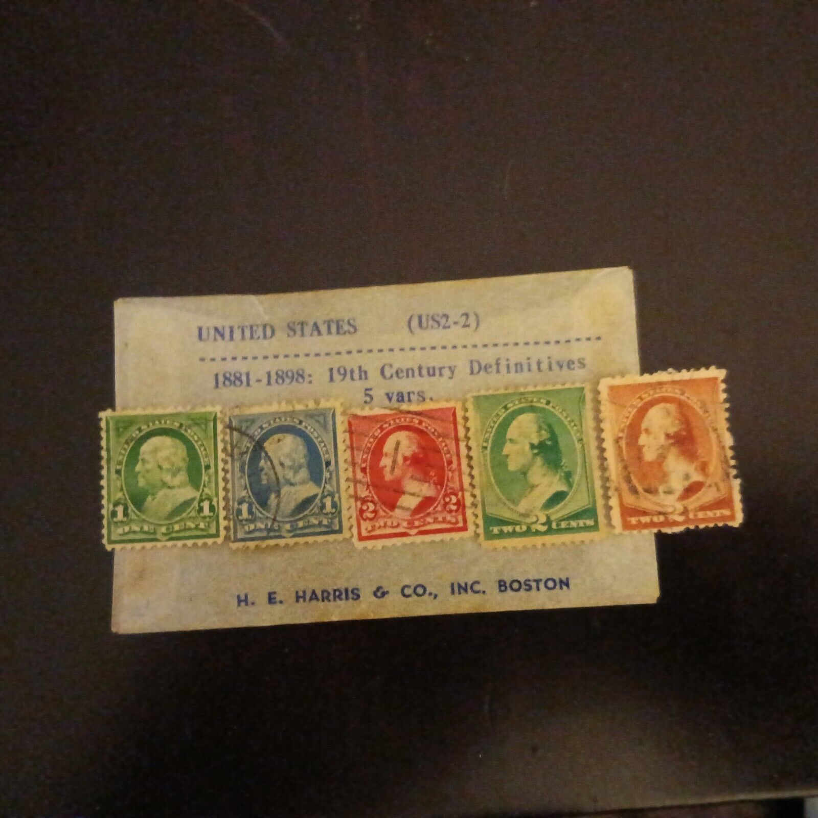 Rare Stamp Set =19th Century , 2 Ben Franklin 1¢ &  3 George Washington 2¢ Stamp