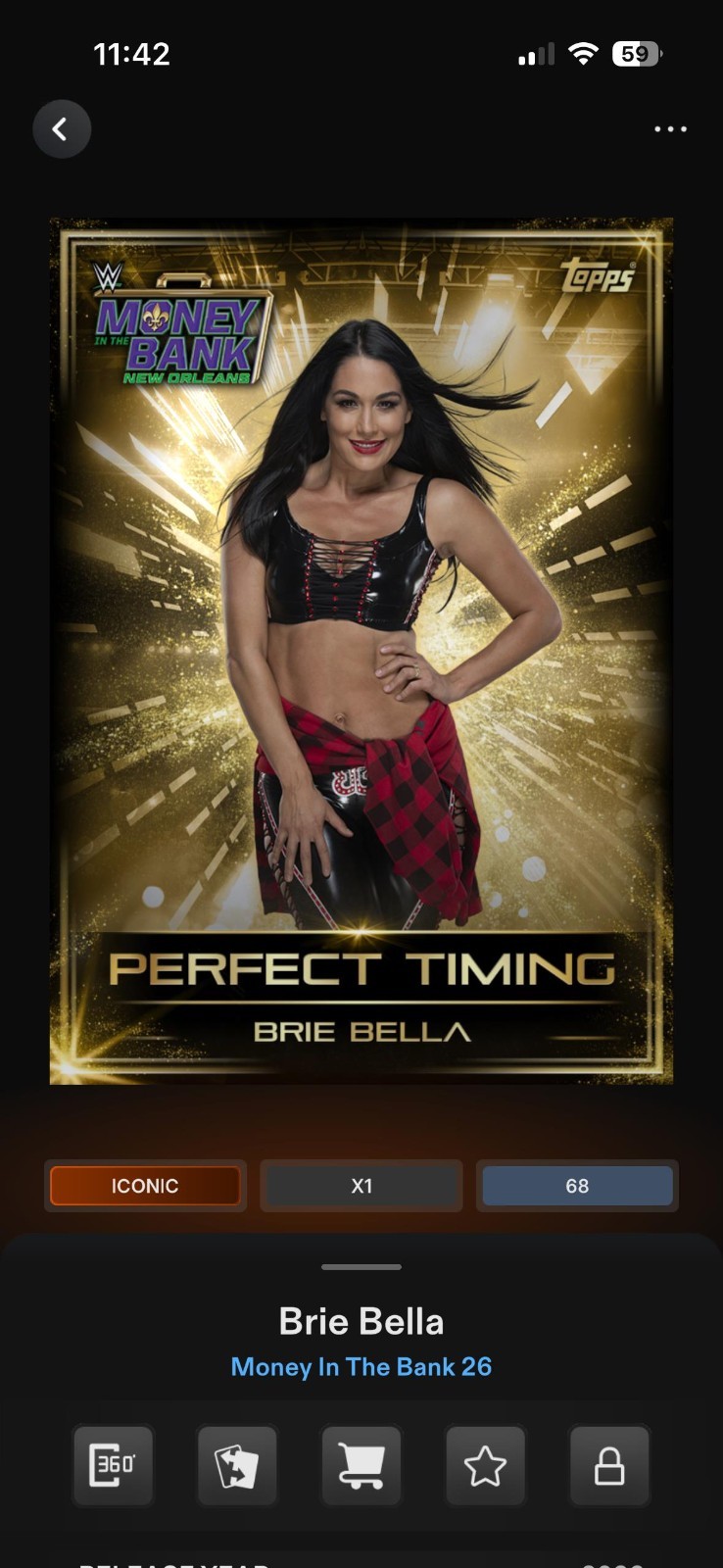 Topps WWE Slam 2026 Money In The Bank Gold Perfect Timing Iconic Select Topps WWE Slam 2026 Money In The Bank Gold Perfect Timing Iconic Select