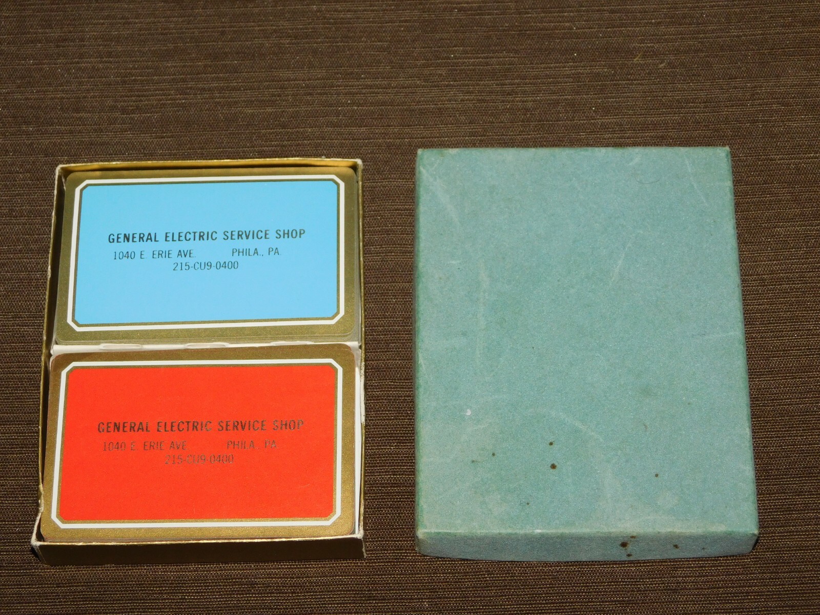 VINTAGE 2 DECKS OF PLAYING CARDS GE GENERAL ELECTRIC SERVICE SHOP PHILA PA VINTAGE 2 DECKS OF PLAYING CARDS GE GENERAL ELECTRIC SERVICE SHOP PHILA PA
