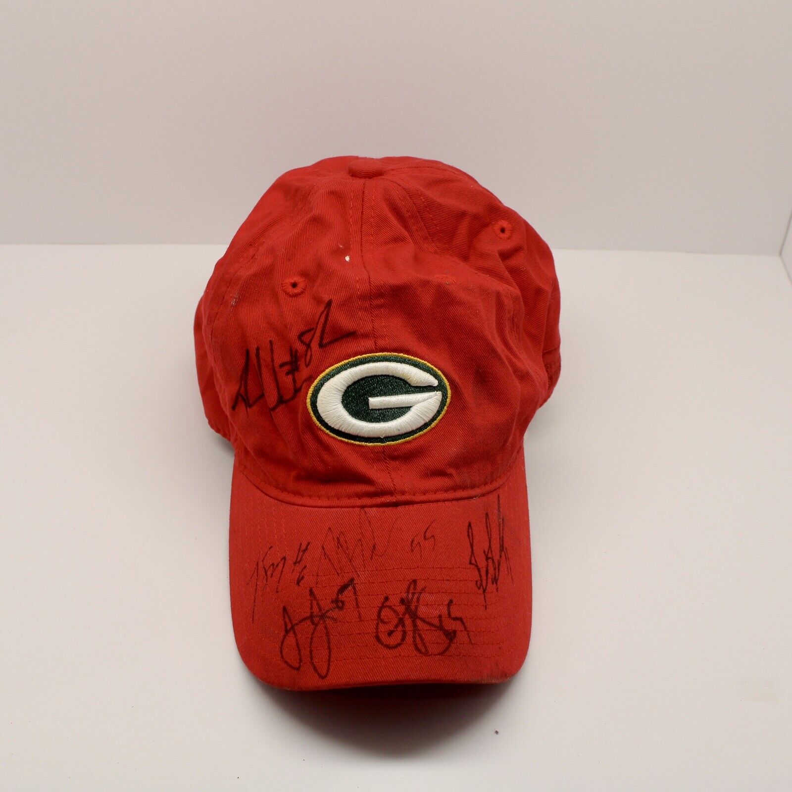 Green Bay Packers Multi Autographed Hat Red Clamp James Jones, Bishop Superbowl