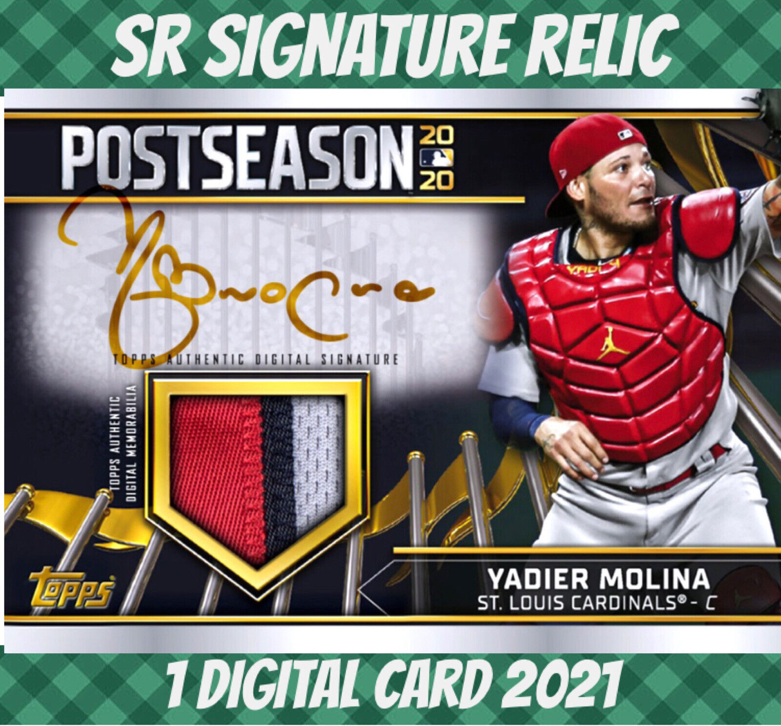 Topps Colorful 21 Yadier Molina PostSeason Rewind Signature Relic 2021 Digital