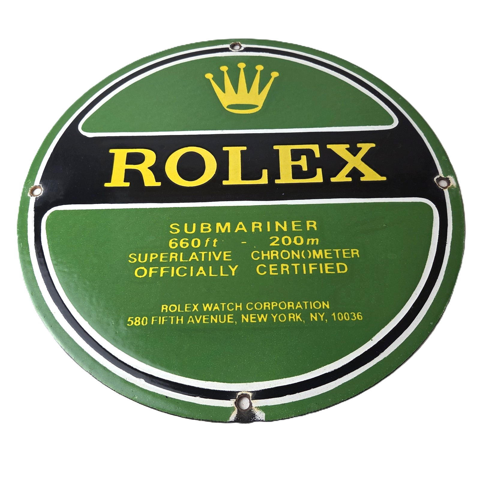 Vintage Rolex Luxury Watches Porcelain Sign - Submariner Store Gas Pump Sign Vintage Rolex Luxury Watches Porcelain Sign - Submariner Store Gas Pump Sign