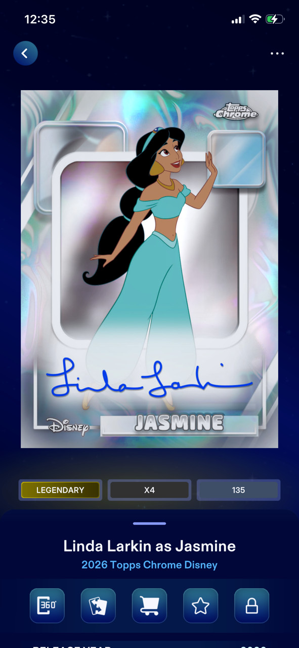 Topps Disney Collect Legendary Chrome Signatures Gold JASMINE Linda Larkin Topps Disney Collect Legendary Chrome Signatures Gold JASMINE Linda Larkin