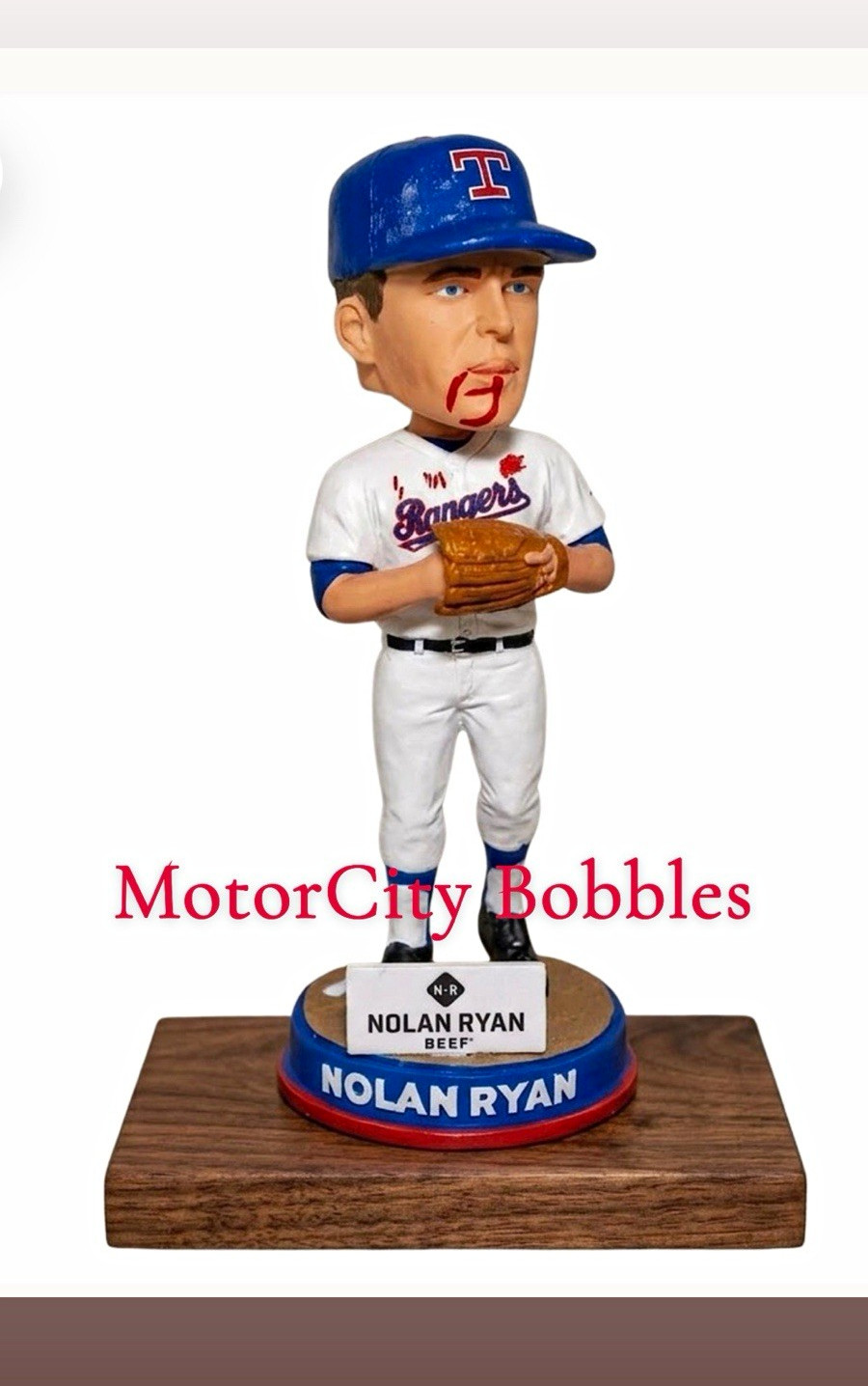Nolan Ryan Texas Rangers MLB Baseball Bobblehead Figure Bloody Lip