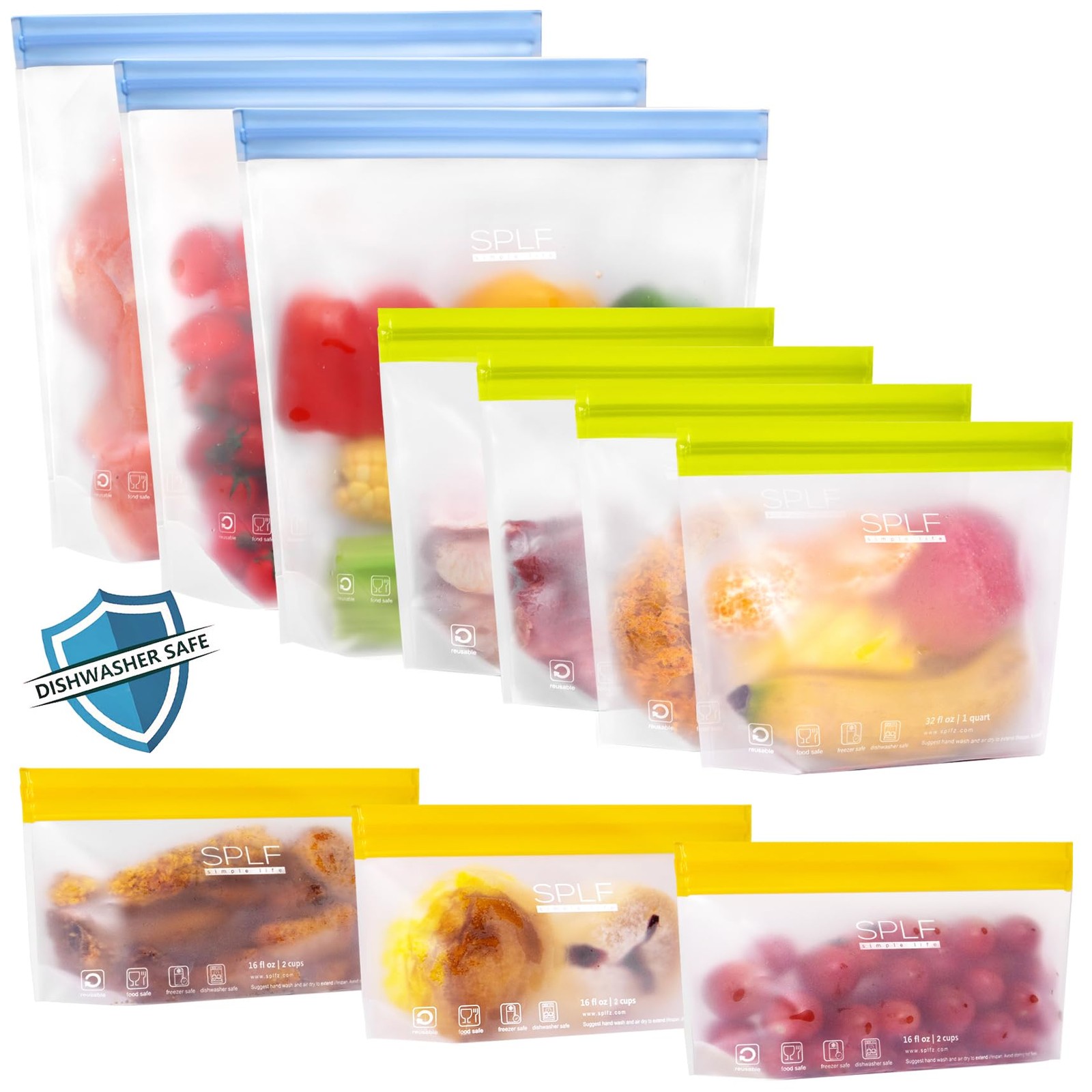 SPLF 10 Pack Stand-Up Reusable Food 10 Pack-3 Gallon 4 Quart 3 Snack, Clear SPLF 10 Pack Stand-Up Reusable Food 10 Pack-3 Gallon 4 Quart 3 Snack, Clear