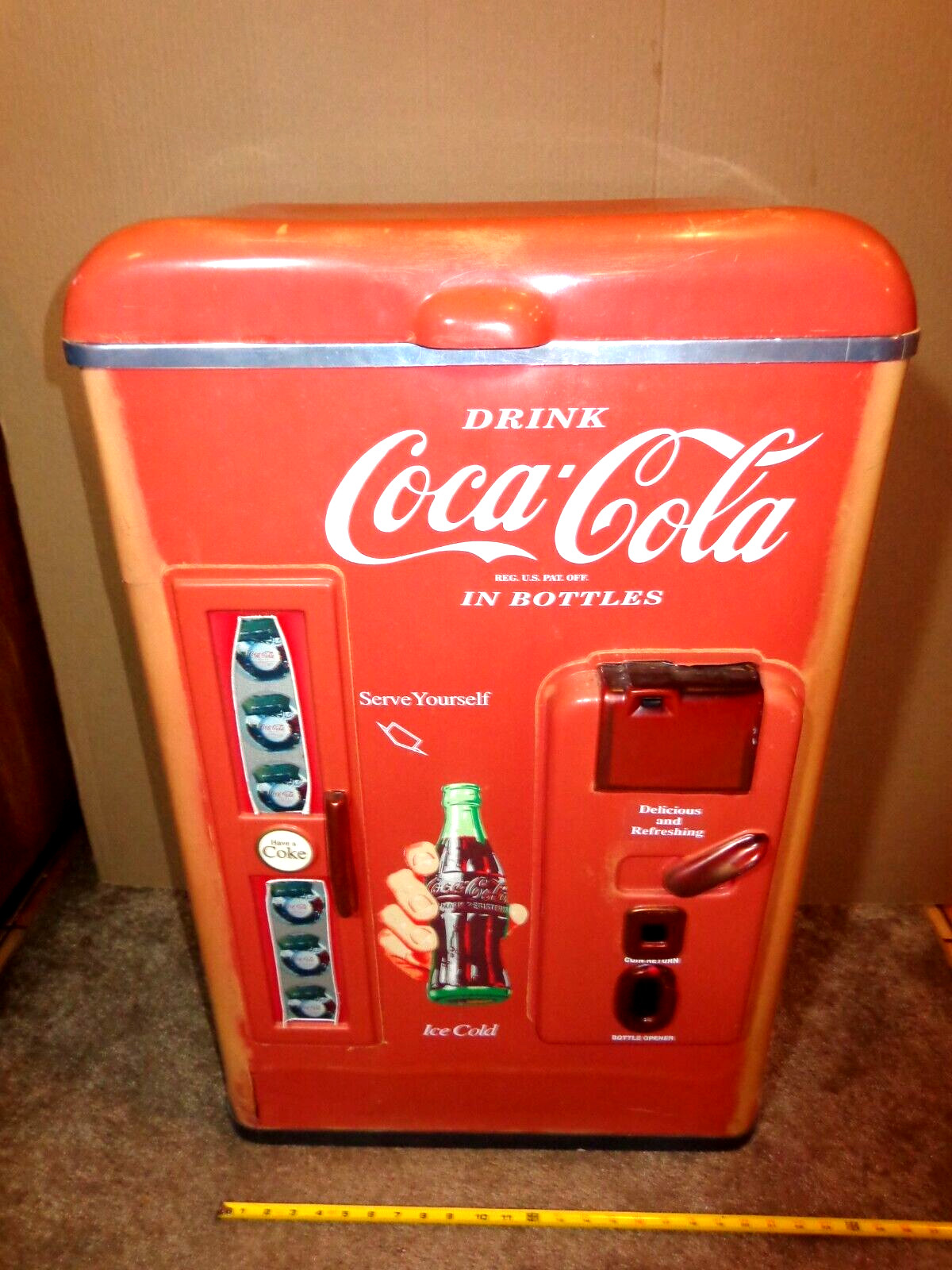 VINTAGE 1989-1990 COCA-COLA PLASTIC COOLER RETRO NOSTALGIA - 21 x 12 x 34 in -L7 VINTAGE 1989-1990 COCA-COLA PLASTIC COOLER RETRO NOSTALGIA - 21 x 12 x 34 in -L7