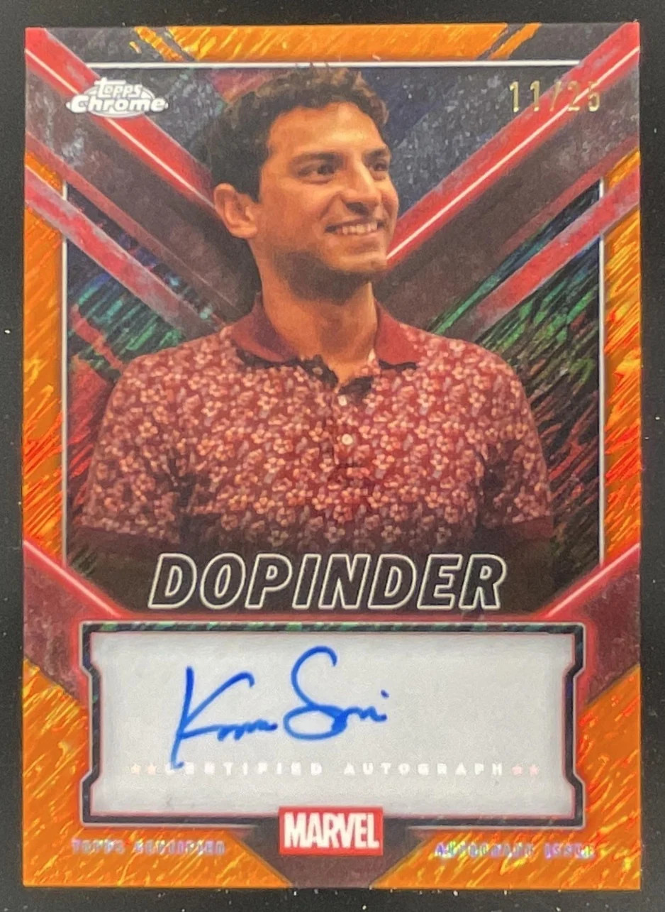 2025 Topps Chrome Deadpool Chrome Orange Shimmer #TC-KS Karan Soni Auto /25 2025 Topps Chrome Deadpool Chrome Orange Shimmer #TC-KS Karan Soni Auto /25