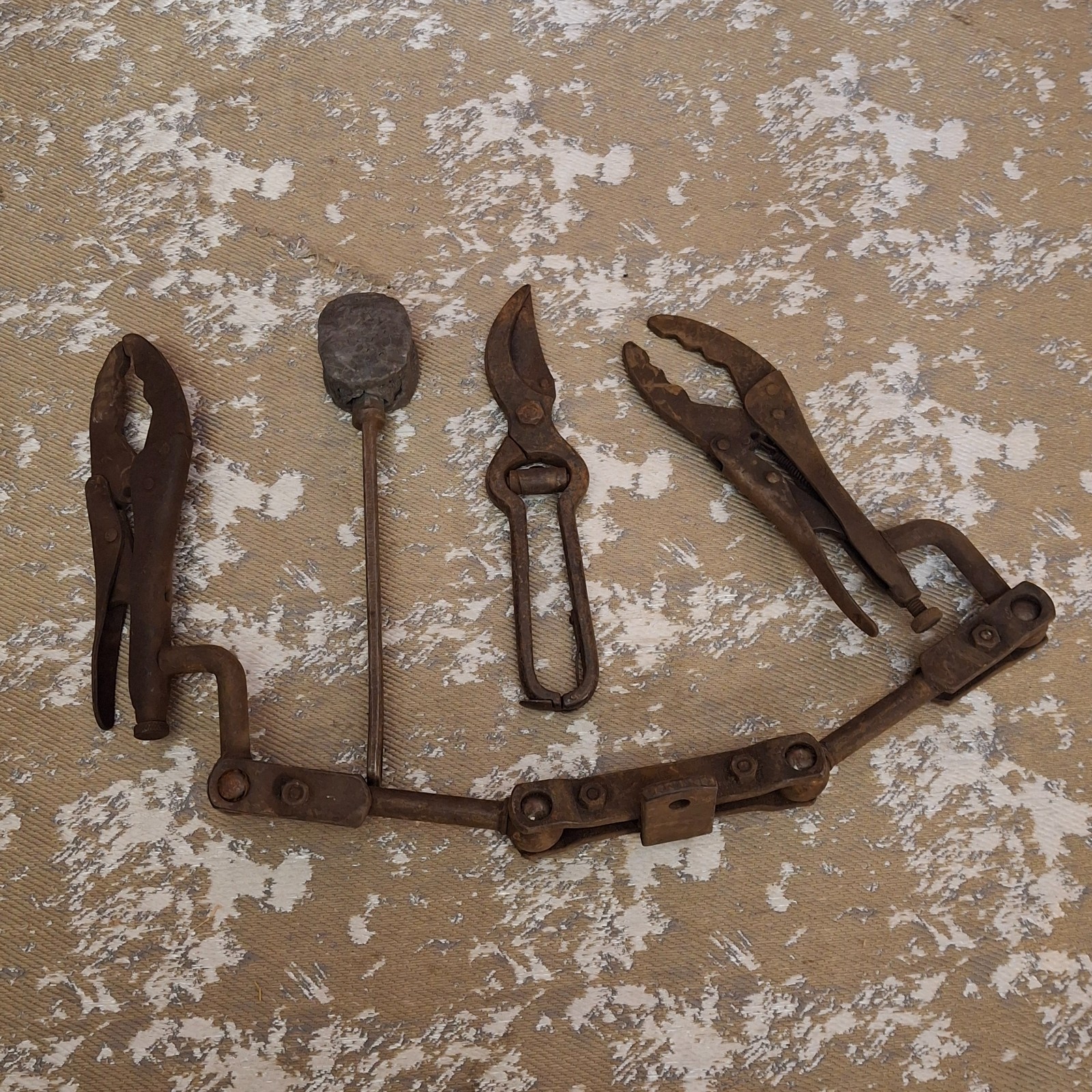 Vintage Vise-Grip Welding Holder Tool Bailer Military ? Cooks Lead Hammer Snips