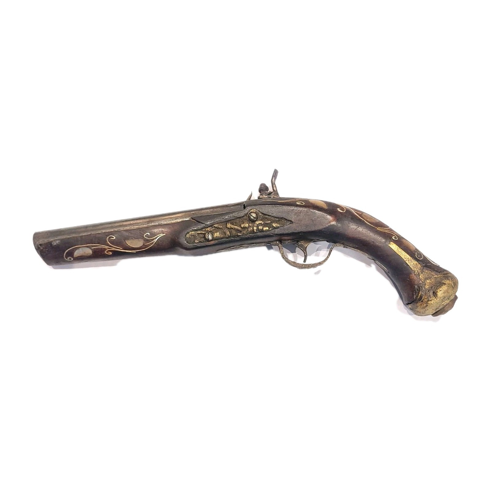 ANTIQUE Non-Firing Spanish Style Flintlock- Parts? All Original Non-Replica  EXC