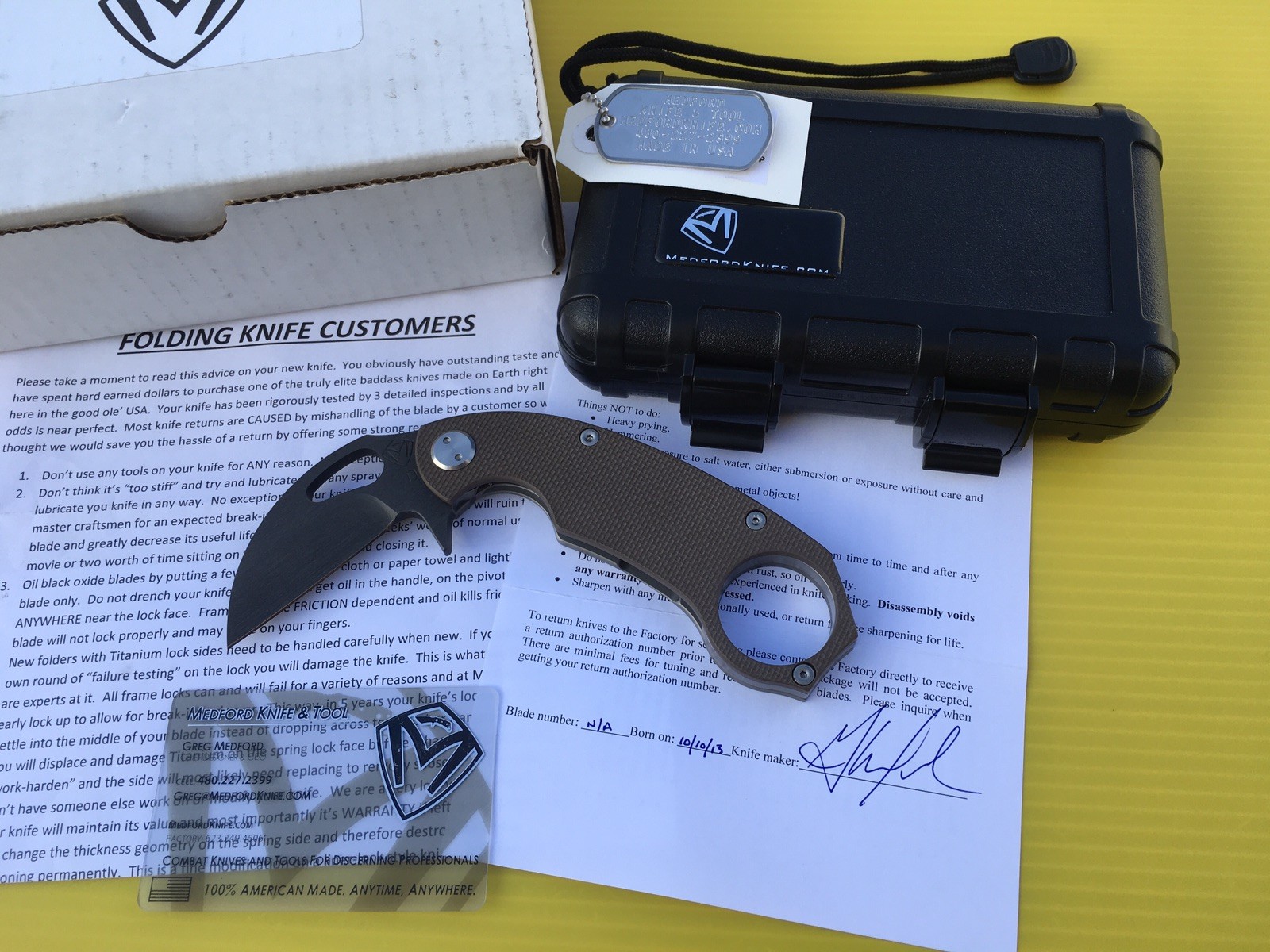 MEDFORD TACTICAL FOLDING KARAMBIT TFK-1 D2 BLADE TI/G10 HANDLE MINT USA MEDFORD TACTICAL FOLDING KARAMBIT TFK-1 D2 BLADE TI/G10 HANDLE MINT USA