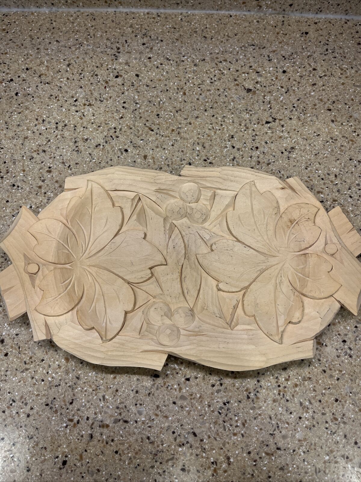 Handcrafted Wooden Platter With Leave Design