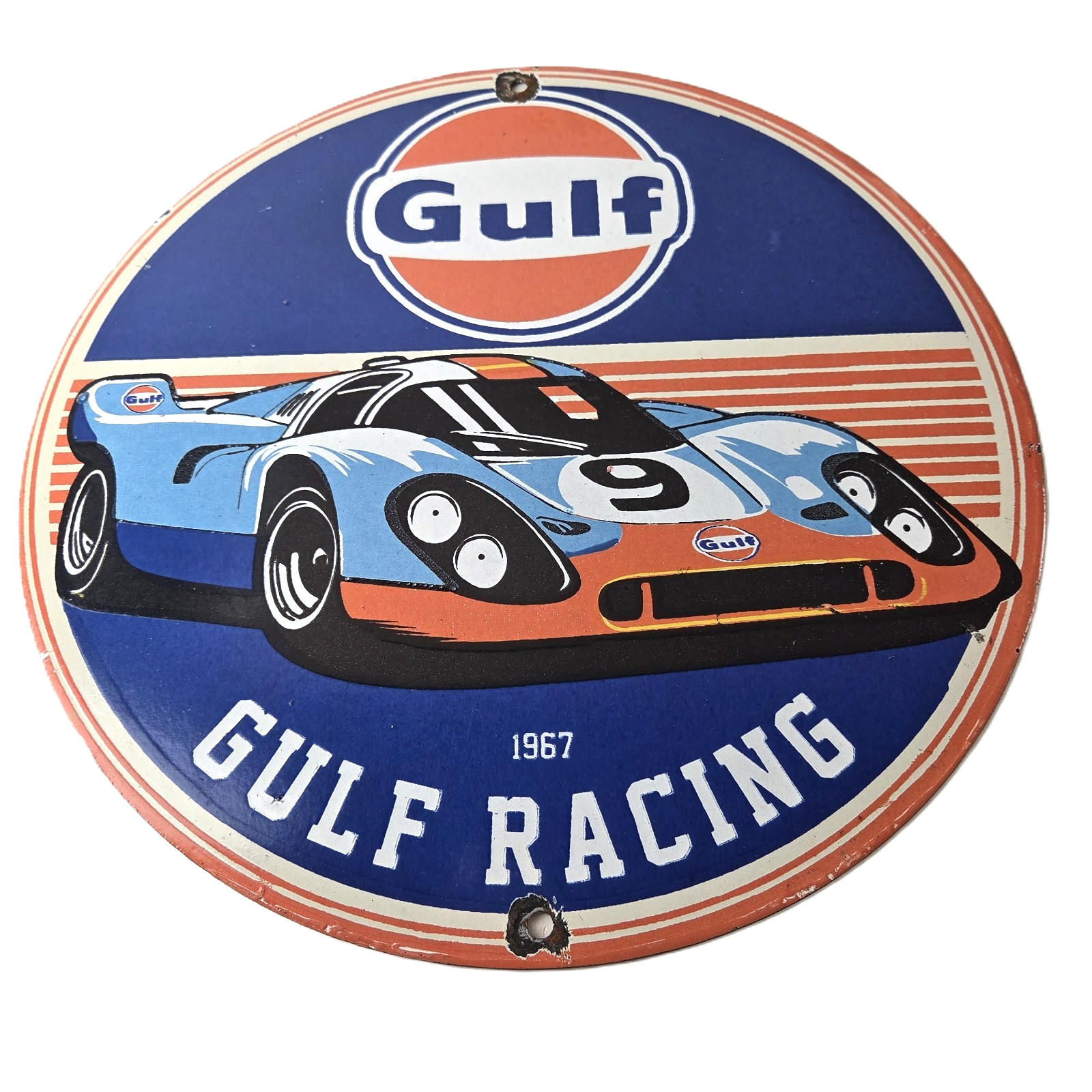 Vintage Gulf Gasoline Sign - Racing Service Station Gas Pump Automobile Sign Vintage Gulf Gasoline Sign - Racing Service Station Gas Pump Automobile Sign