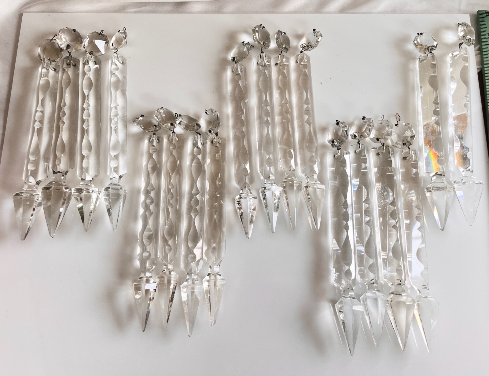 Antique Crystal-Prisms Large-18-French Chandelier Prisms-Glass Spear Prisms