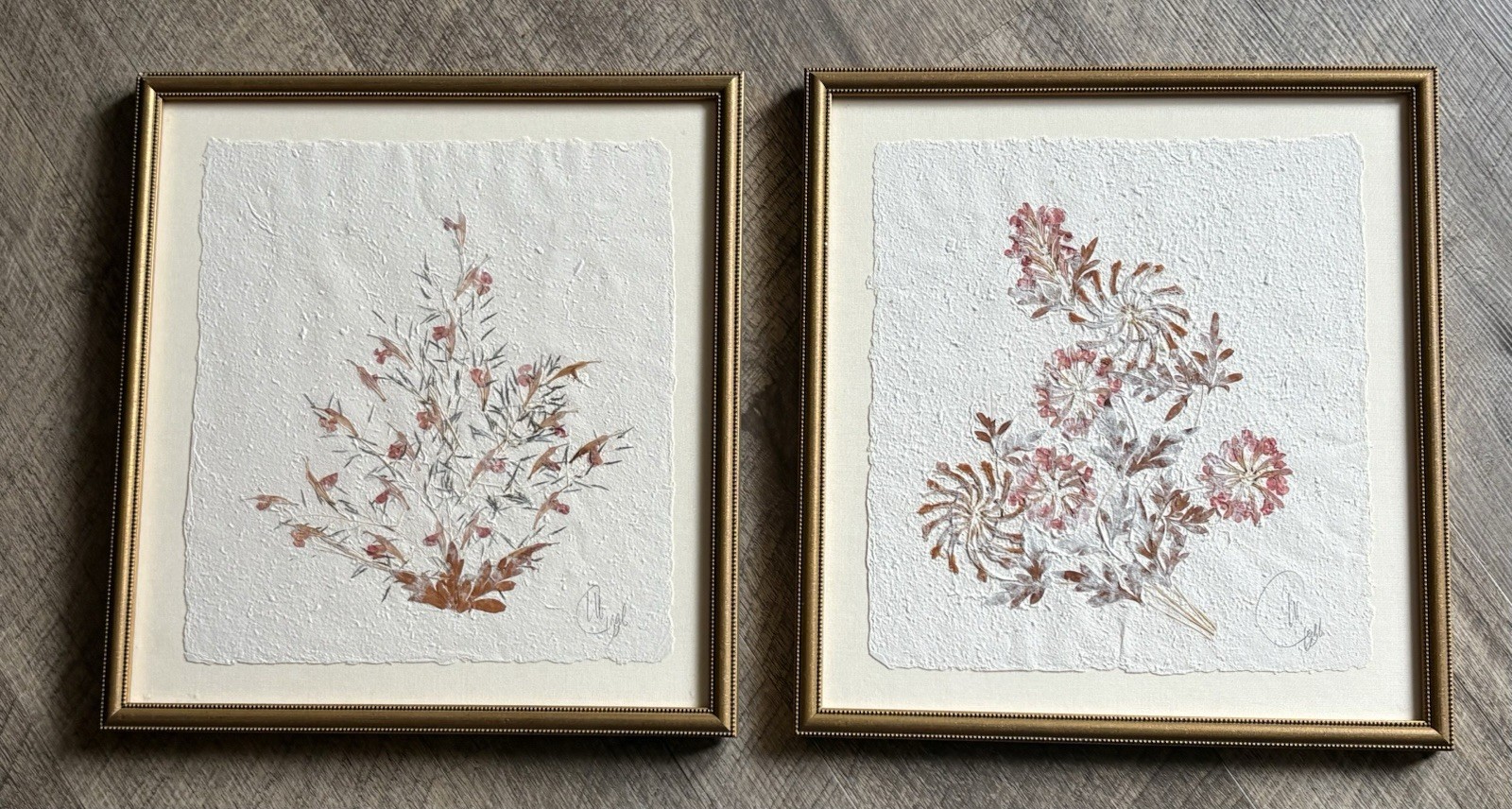 Vintage 2009 Art Prints Pressed Flowers Set of 2 Signed by Artist 15 Vintage 2009 Art Prints Pressed Flowers Set of 2 Signed by Artist 15