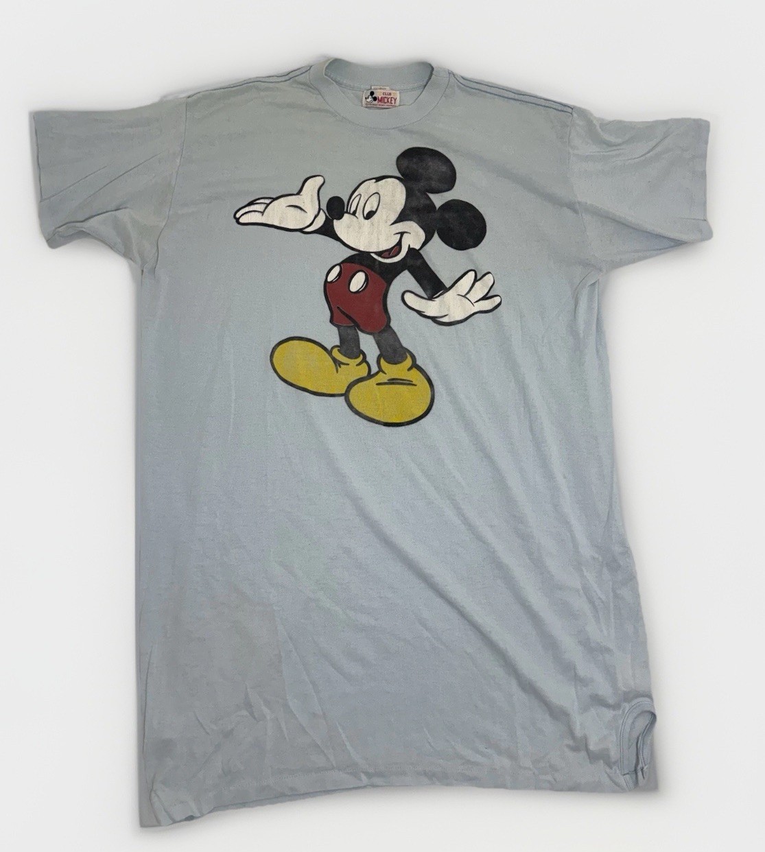 VTG Disney Club Mickey Shirt Adult Oversize Tee OS Blue Made USA Single Stitch VTG Disney Club Mickey Shirt Adult Oversize Tee OS Blue Made USA Single Stitch